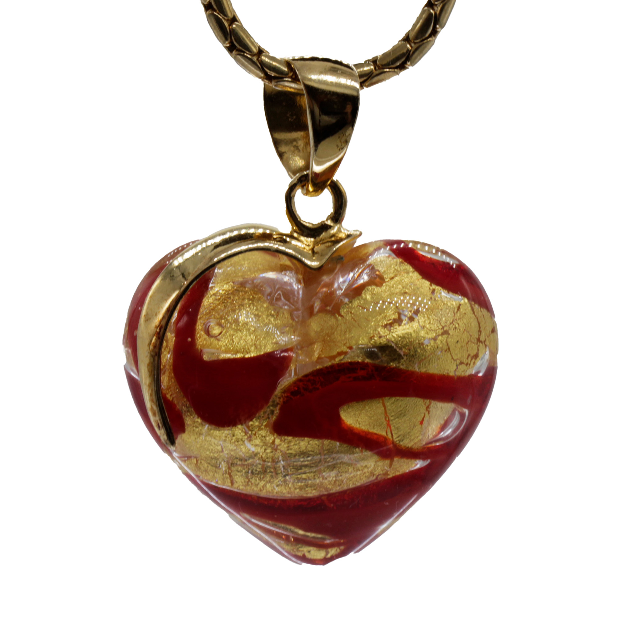 Murano Glas Herz Burano "Limitierte Sonderedition"- rot gold