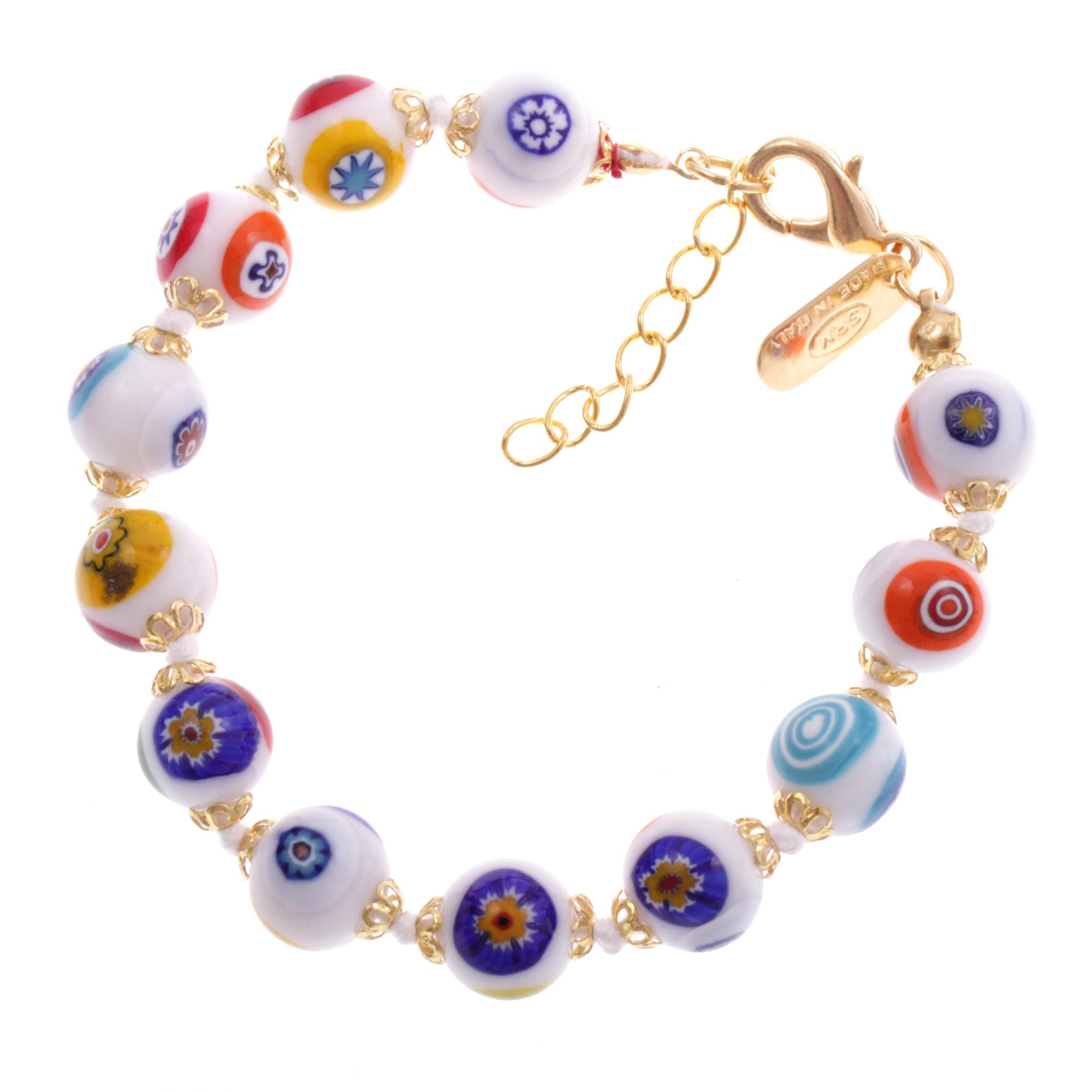 Erlesenes Murano Glas Armband "Concento" Mille Fiori 10mm