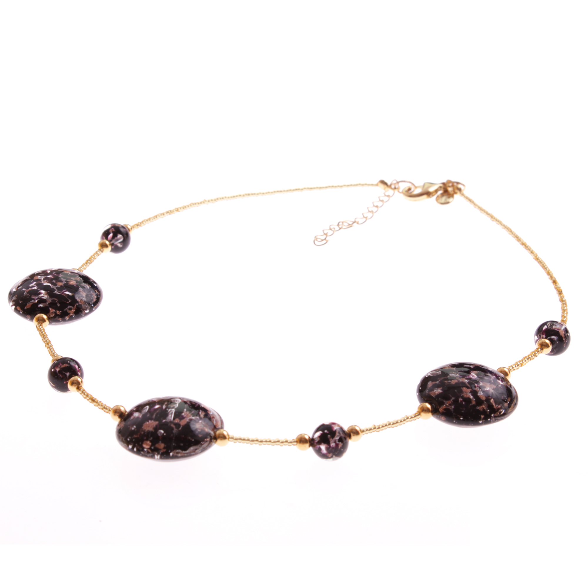 Ein Muranoglas Collier zum verlieben Model "Astana" -schwarz-kupfer