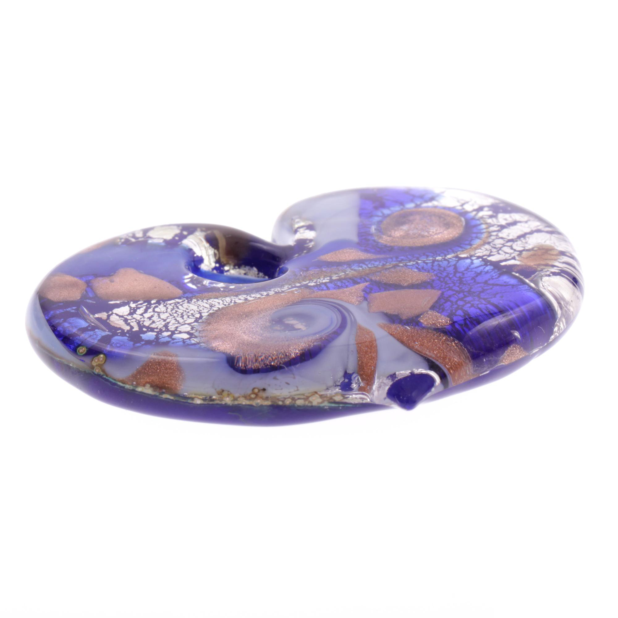 Wundervoll großer Herz Anhänger "Animo" Murano Glas-blau-silber