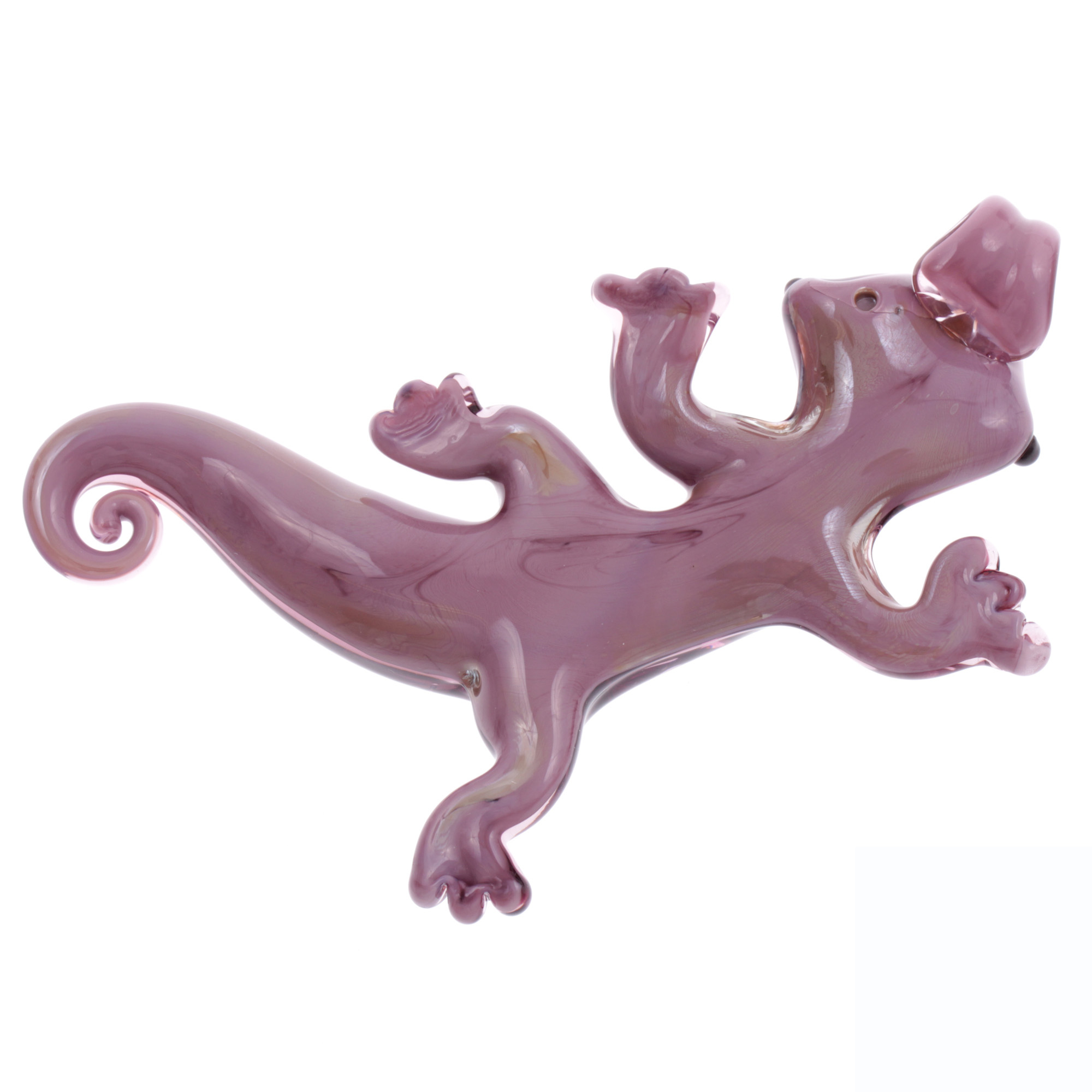 Ein Kunstwerk aus Murano Glas Model  "Geco" Anhänger -schwarz-lila