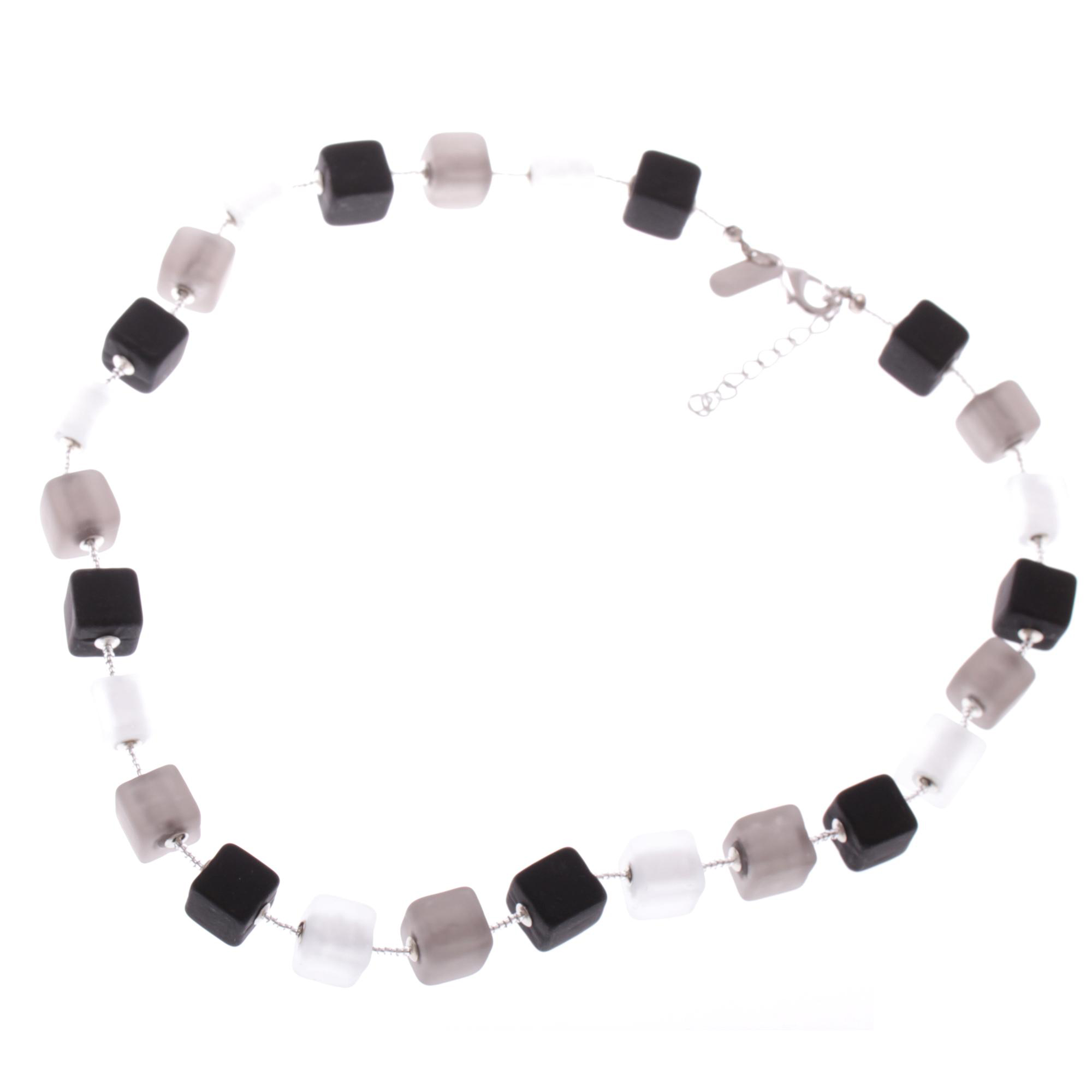 Murano Glas Collier "Quadro"-schwarz matt