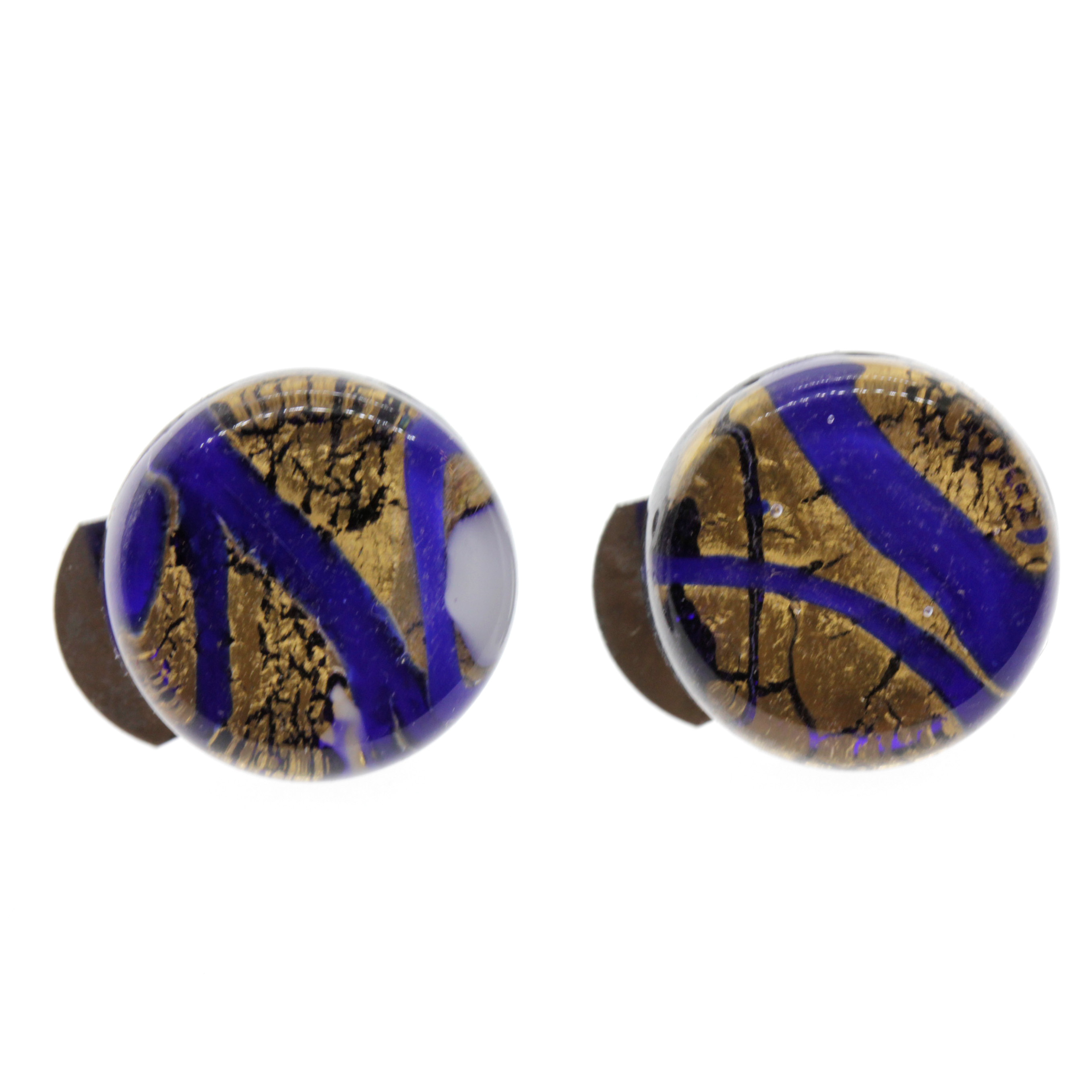 Murano Glas Ohrclip "Janne" Ohrschmuck-blau-gold