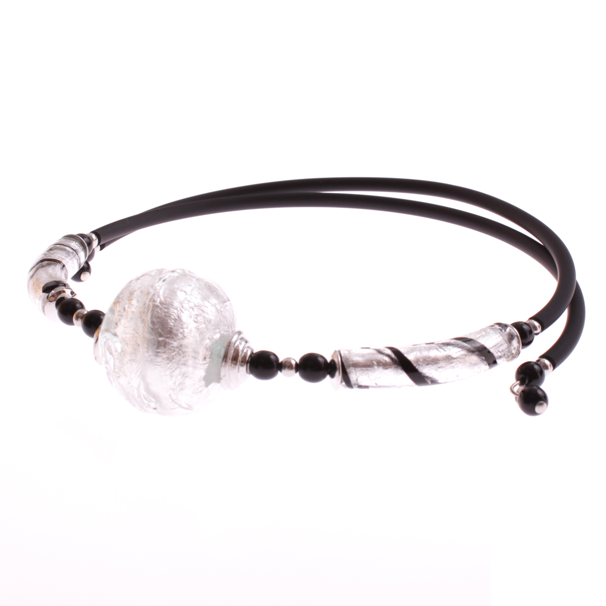 Flexibles Collier der Extraklasse Model "Zoey"-schwarz-silber