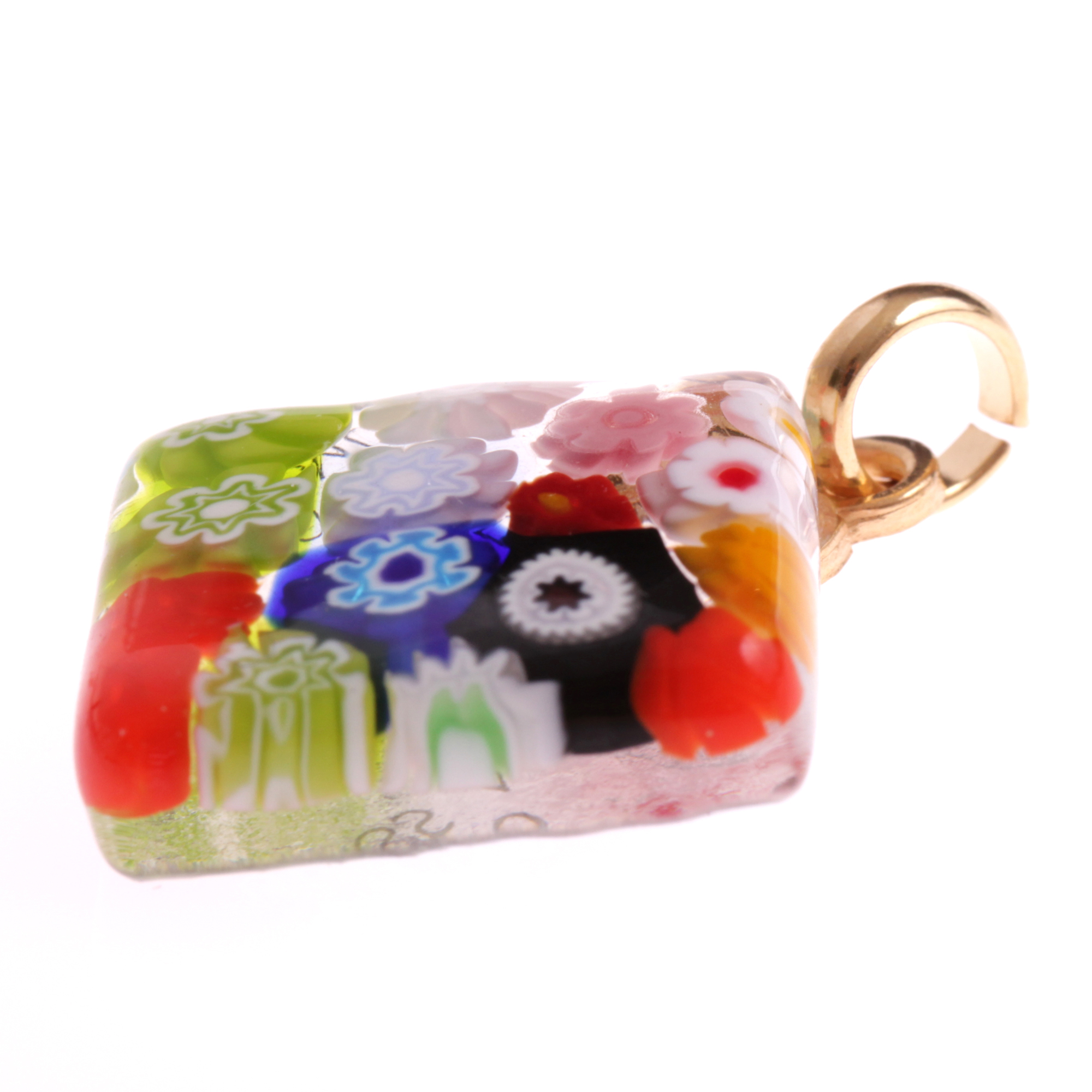 Murano Glas Anhänger "Gioco" -mille fiori gold