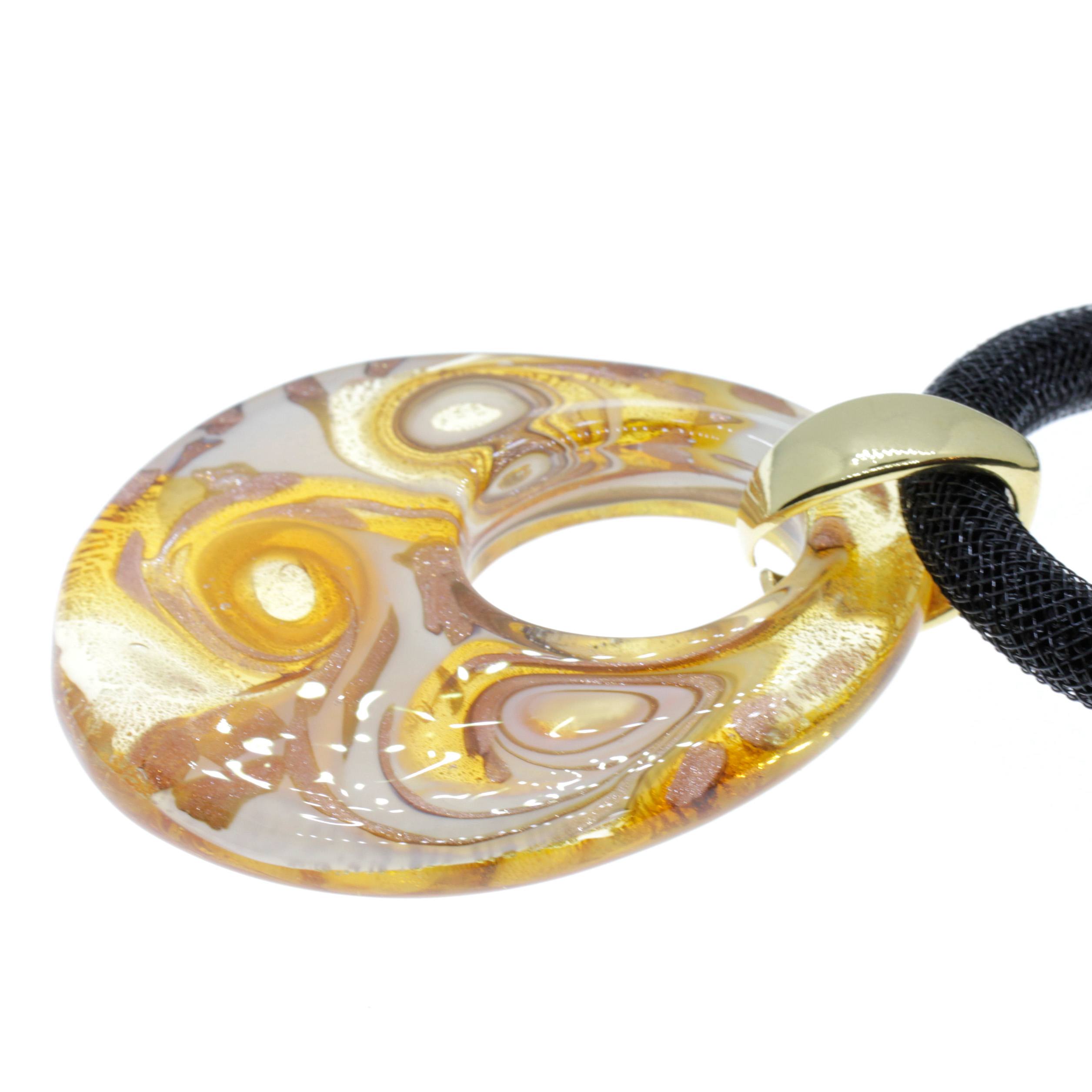 Edles Muranoglas Schmuckstück Model "Grande Galina Deluxe"- amber gold