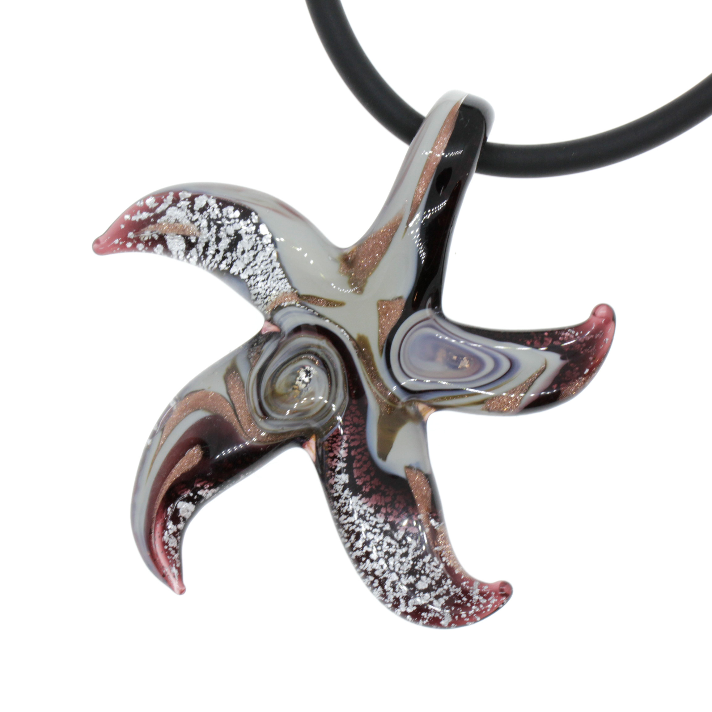 Murano Glas Seestern "Facella" Anhänger-lila silber