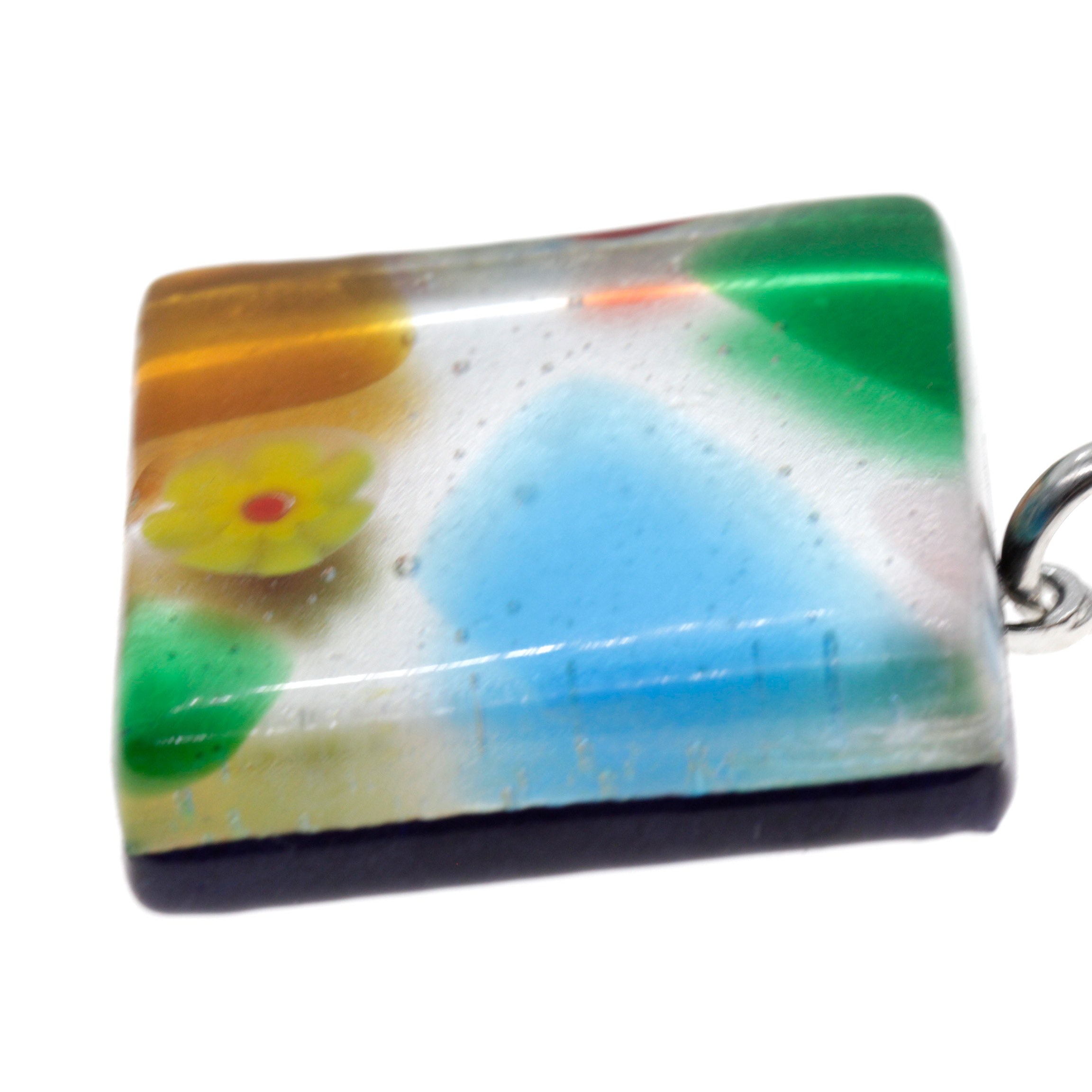 Murano Glas Anhänger "Brid II" -bunt-silber II