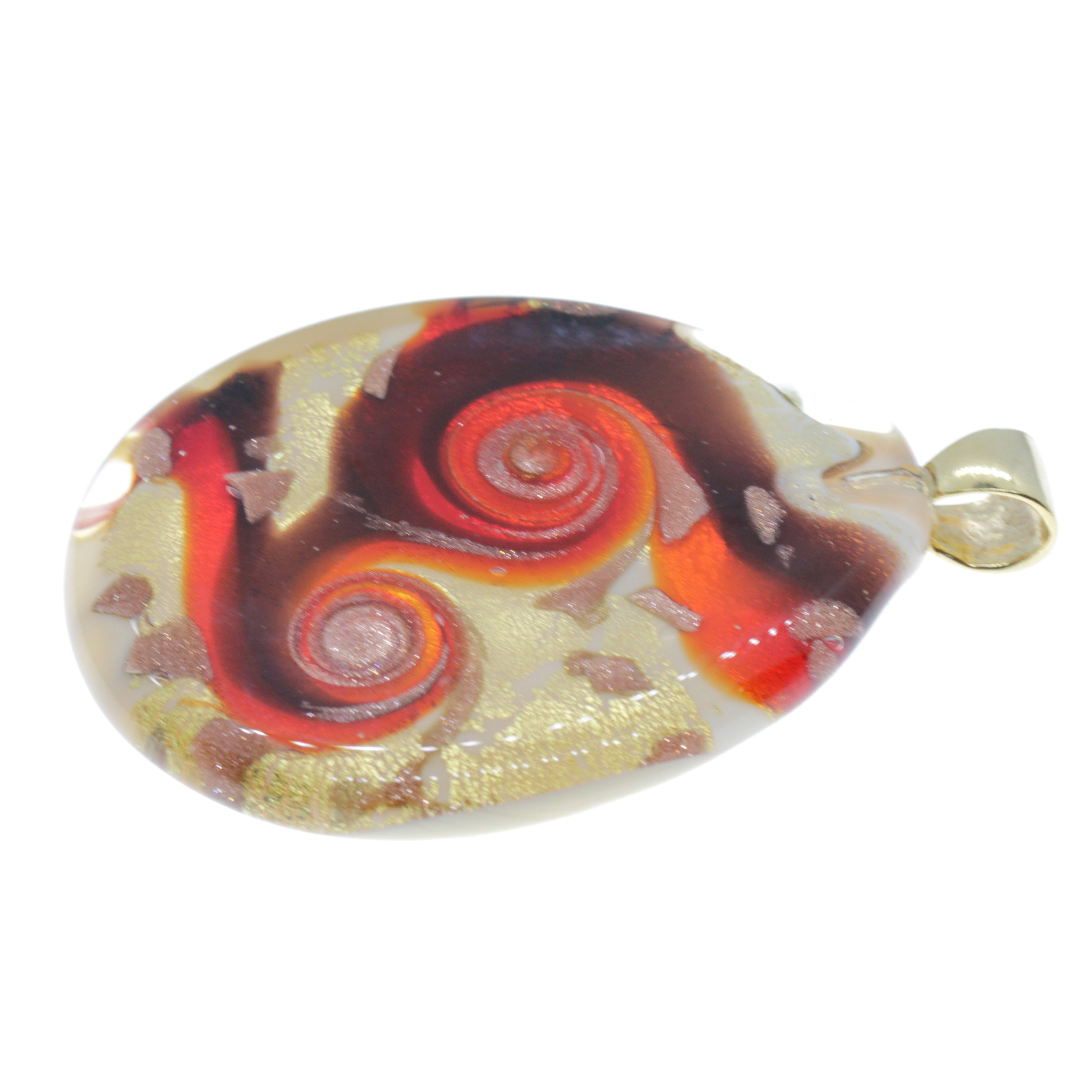 Traumhaft schöner Murano Glas Anhänger "Onorio" -rot-gold
