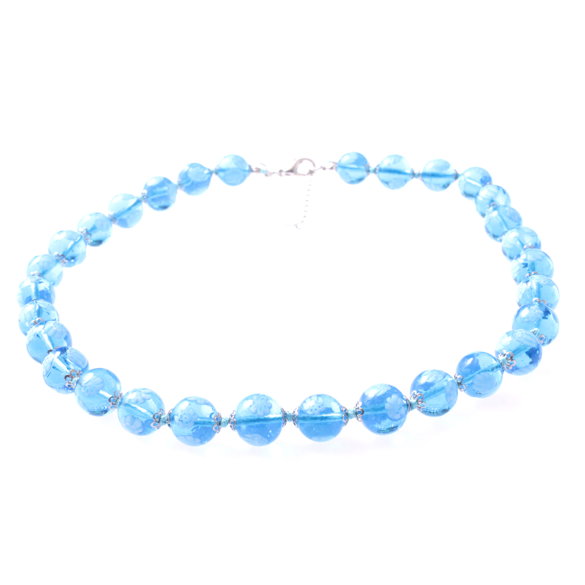 Collier Murano Glas "Mille Fiori Dodici"-türkis-silber