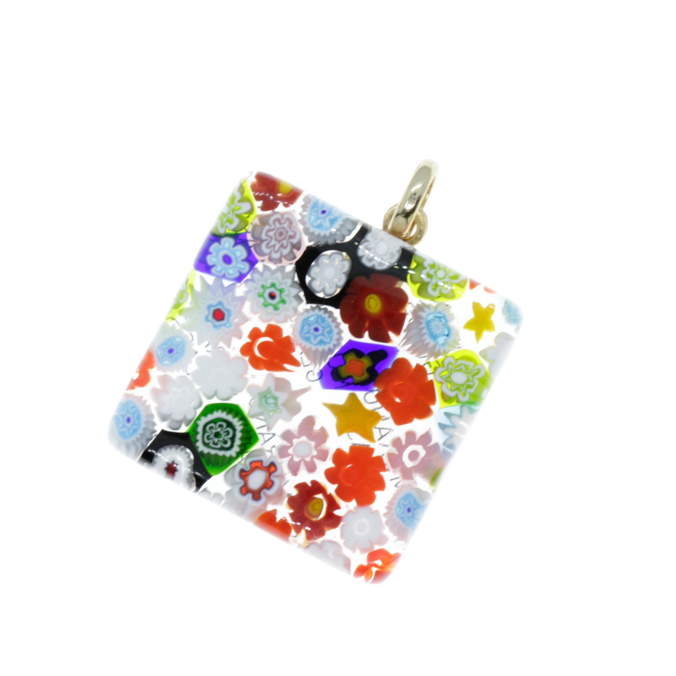 Murano Glas Anhänger "Brid II" -mille fiori gold