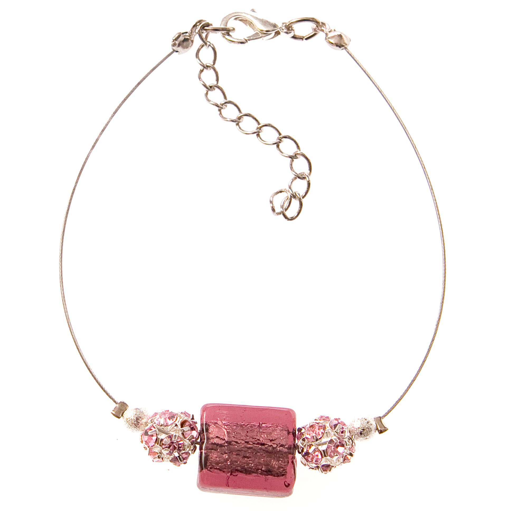 Modisches Murano Glas Armband "Chicago" Armschmuck-amethist-silber