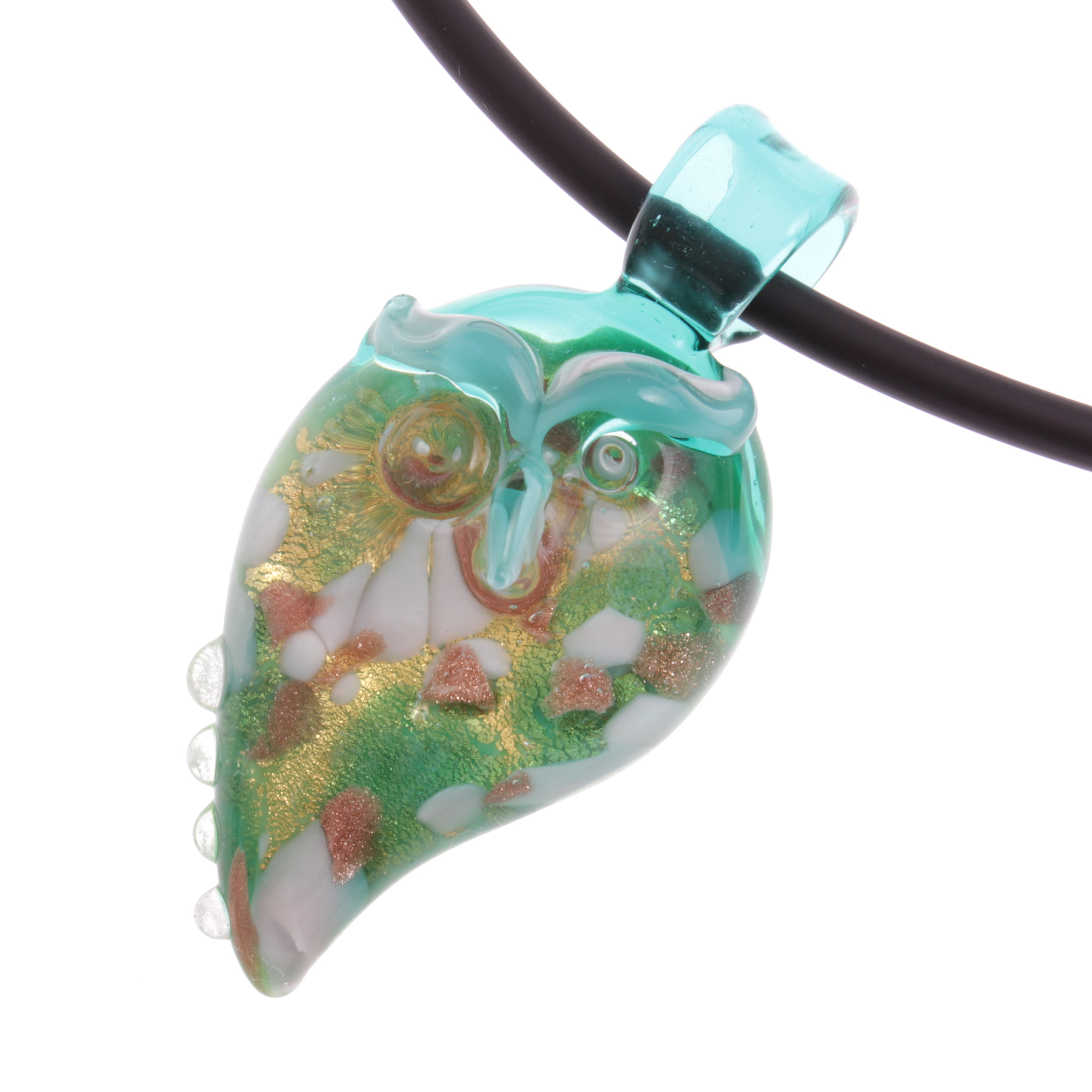 Eine wundervolle Eule aus Muranoglas Model "Grande Gufo"-grün-gold