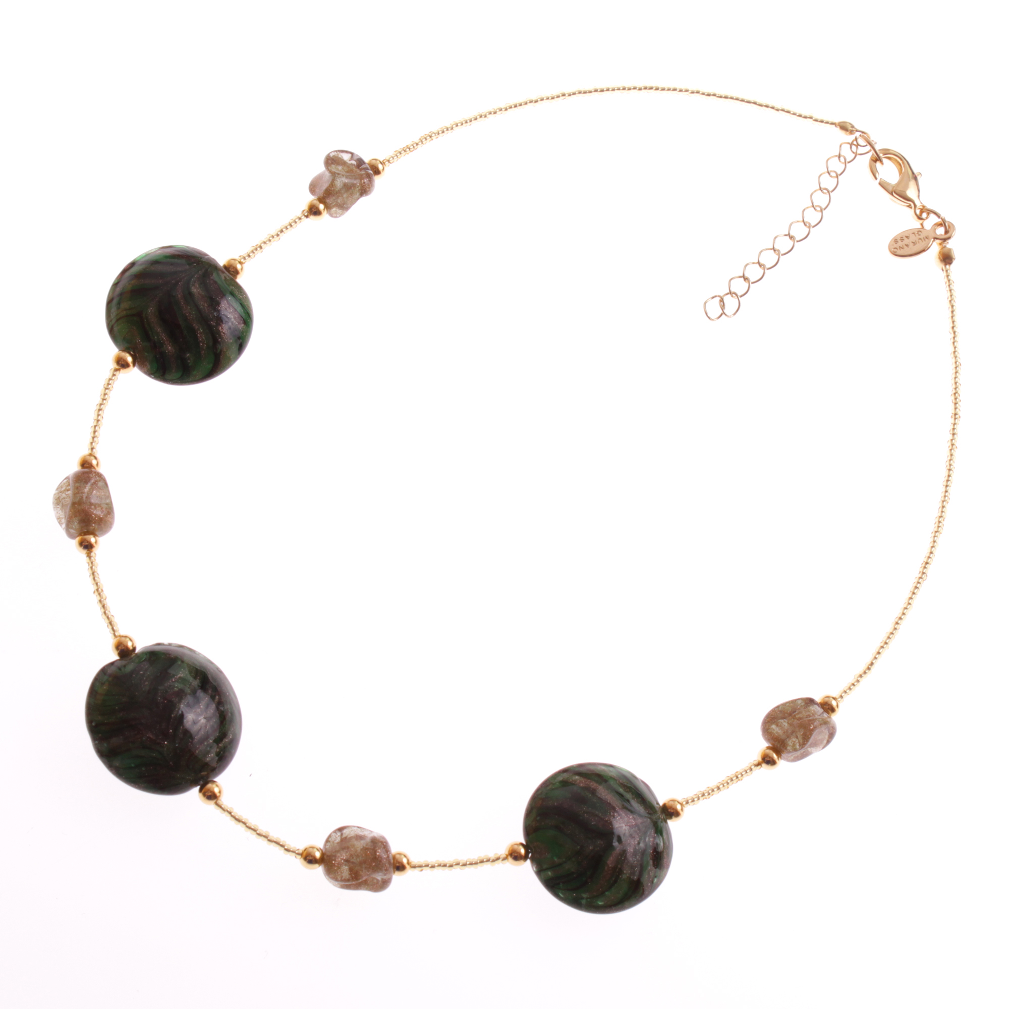 Ein Muranoglas Collier zum verlieben Model "Astana" -grün-gold Ein Muranoglas Collier zum verlieben Model "Astana" -grün-gold