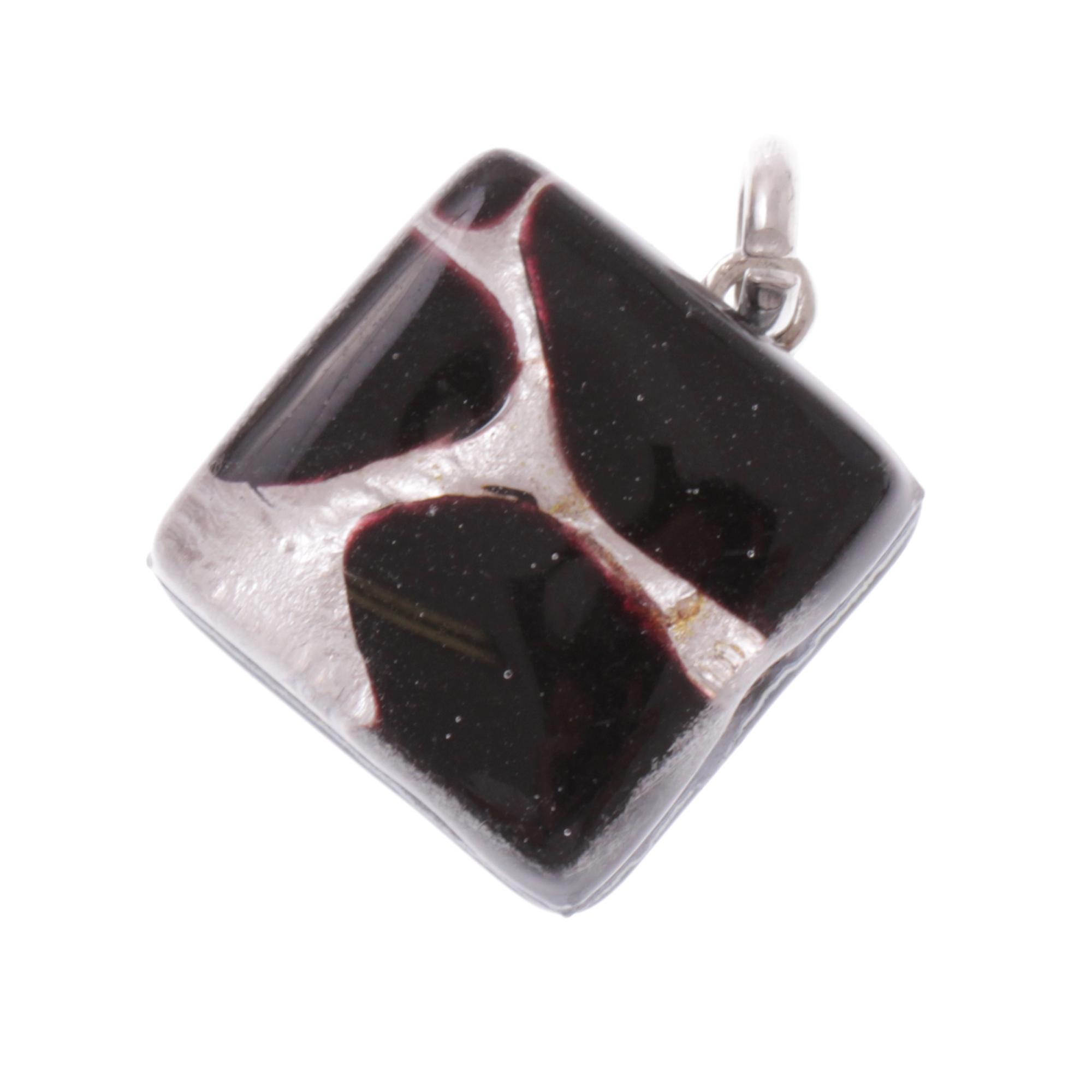 Murano Glas Anhänger "Violetta" -schwarz-silber III