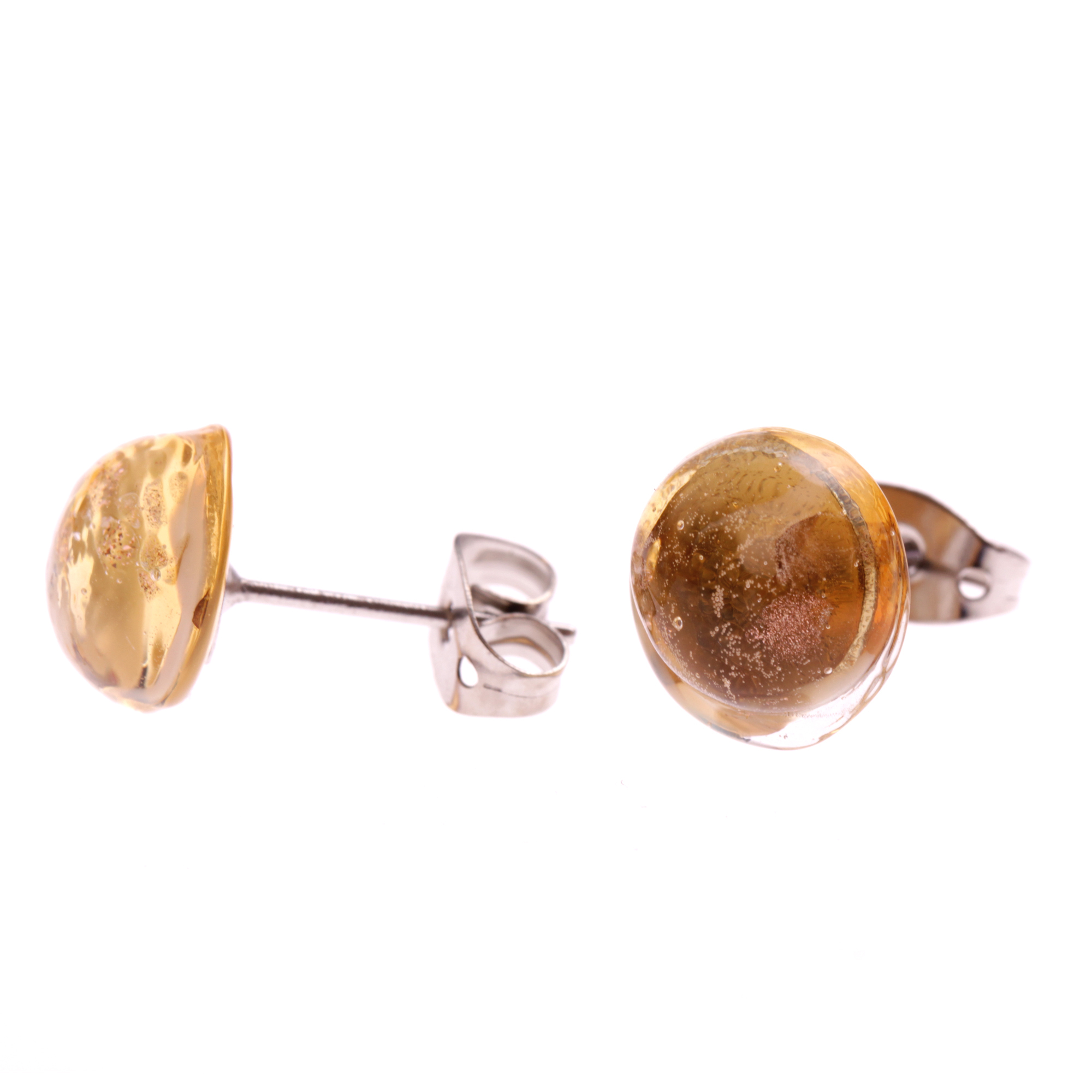 Ohrstecker Murano Glas "Spina Attesa" Ohrschmuck -amber-gold