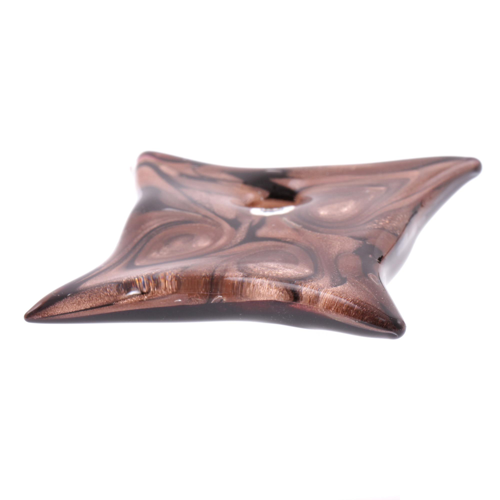 Exquisiter Murano Glas Anhänger "Losanga" -kupfer silber