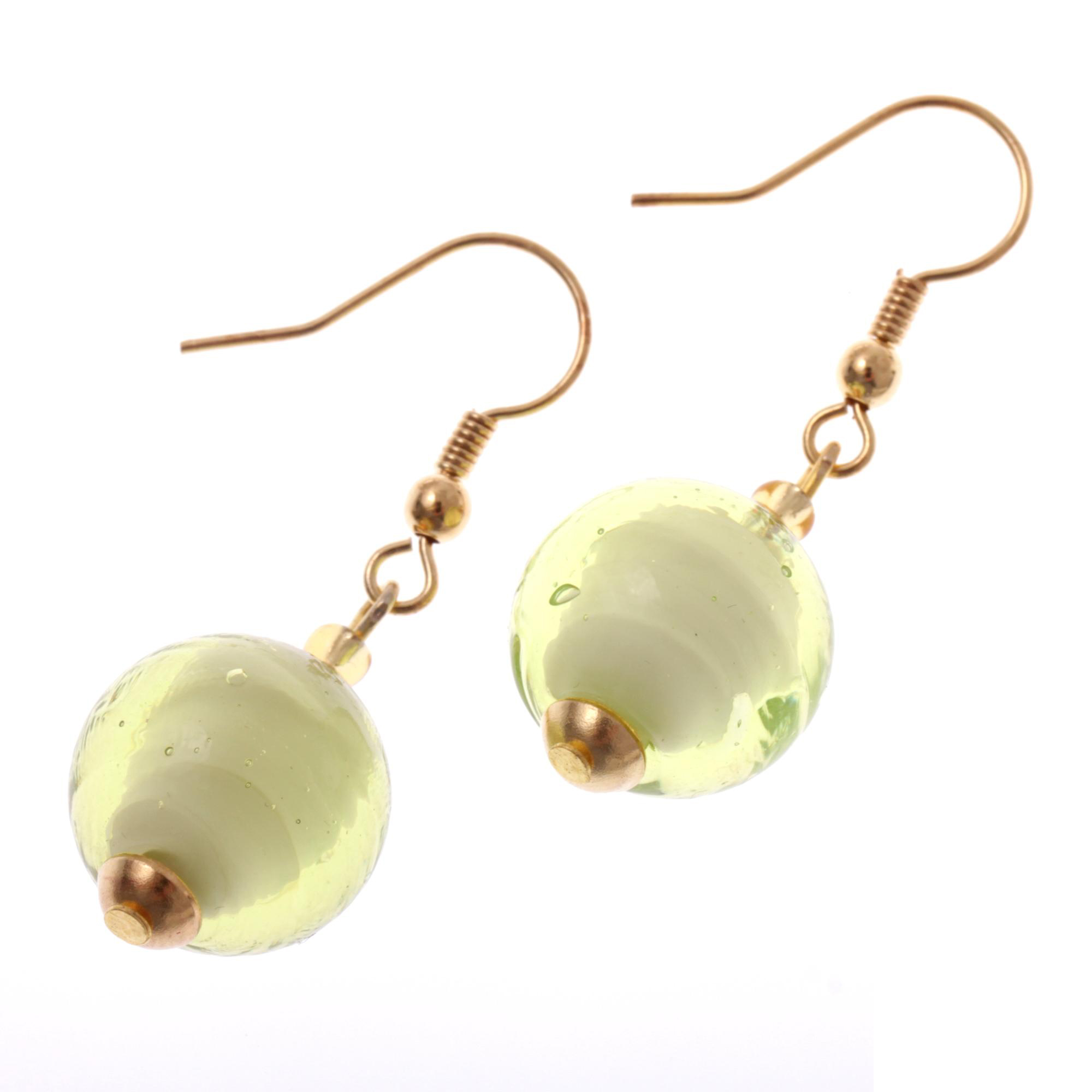 Murano Glas Ohrhänger "Verona" Ohrschmuck-hellgrün-gold