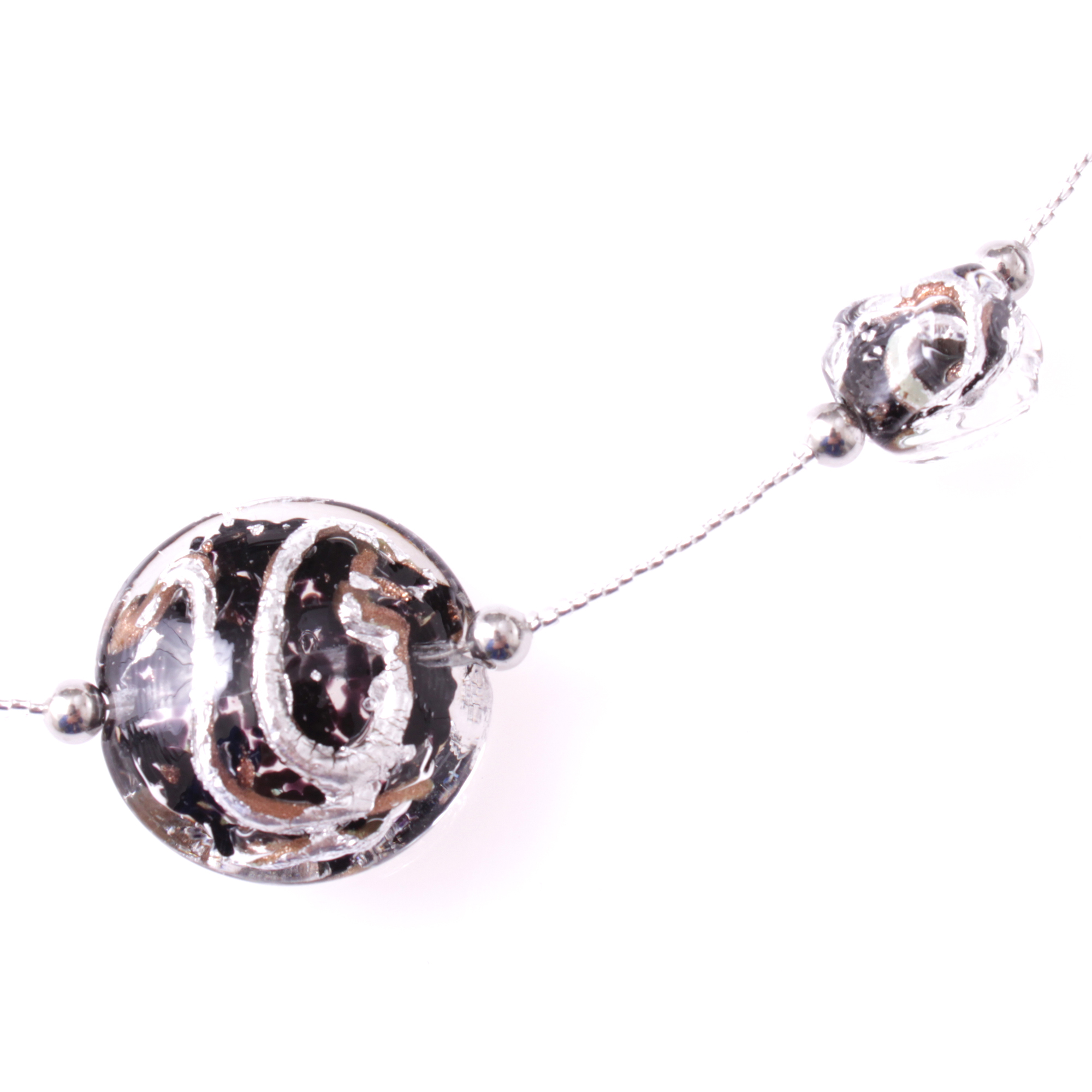 Stilvolles Murano Glas Collier "Astana Deluxe" -schwarz-silber