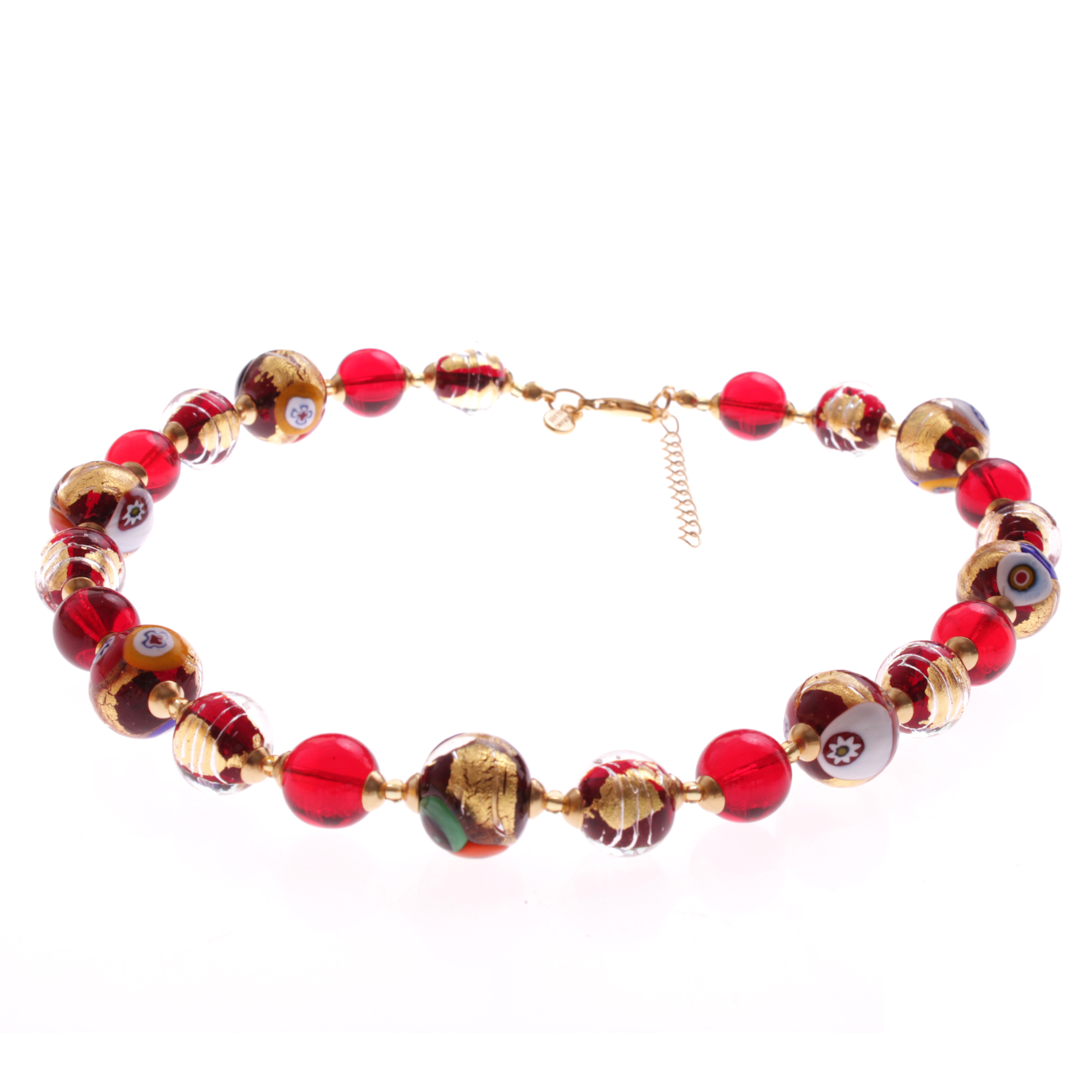 Exklusives Mille Fiori Collier Model "Birna" -rot-gold