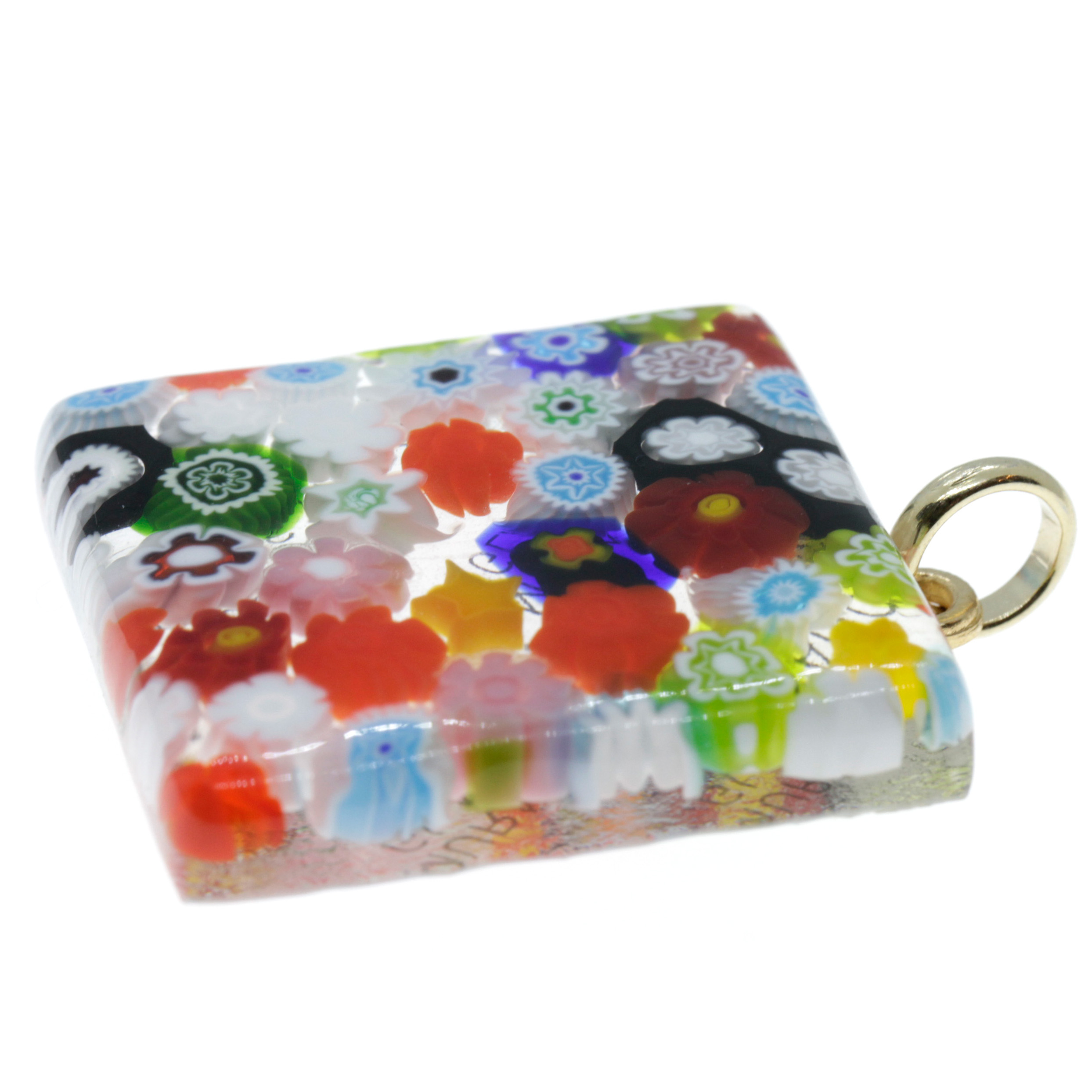 Murano Glas Anhänger "Brid II" -mille fiori gold