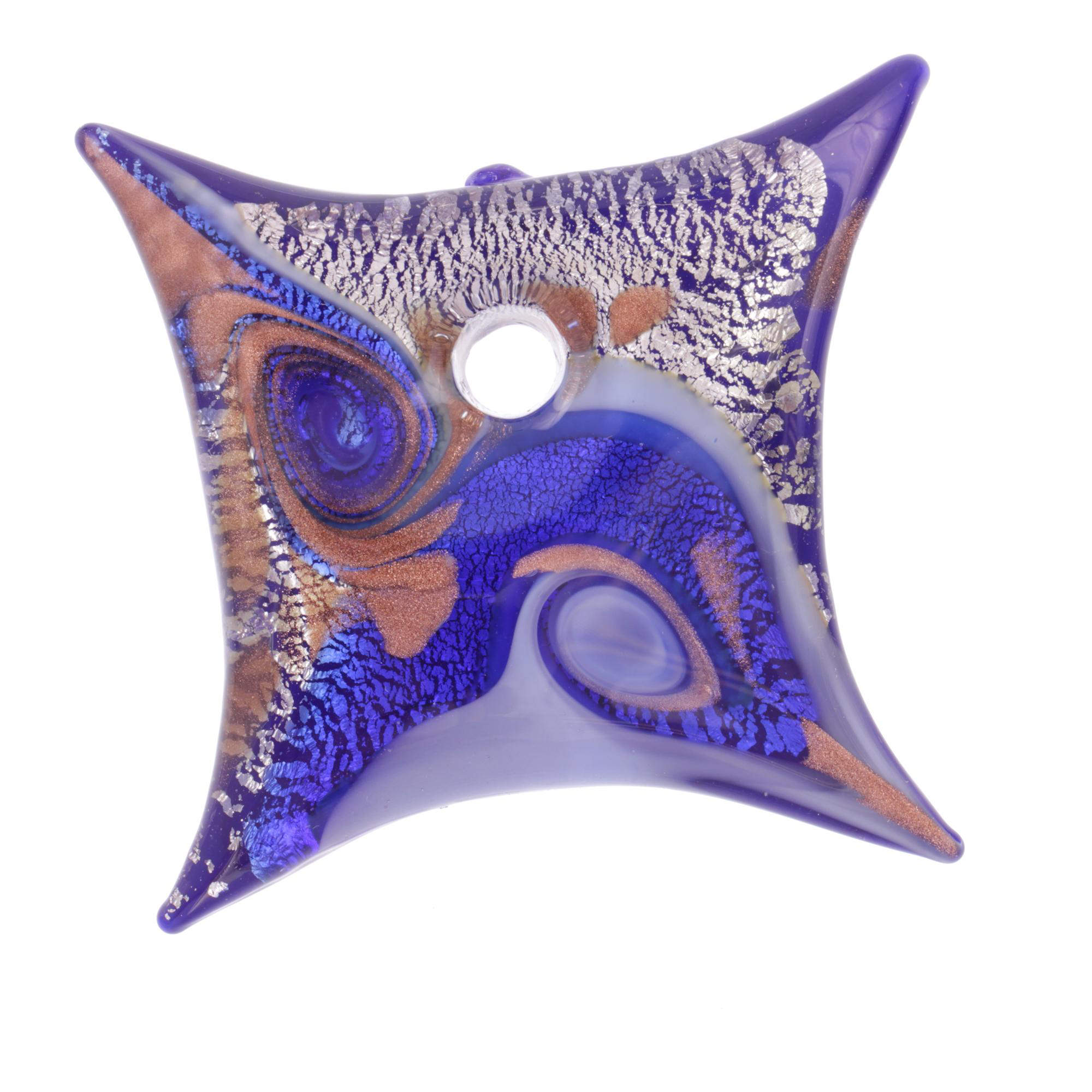 Exquisiter Murano Glas Anhänger "Losanga" -blau-silber