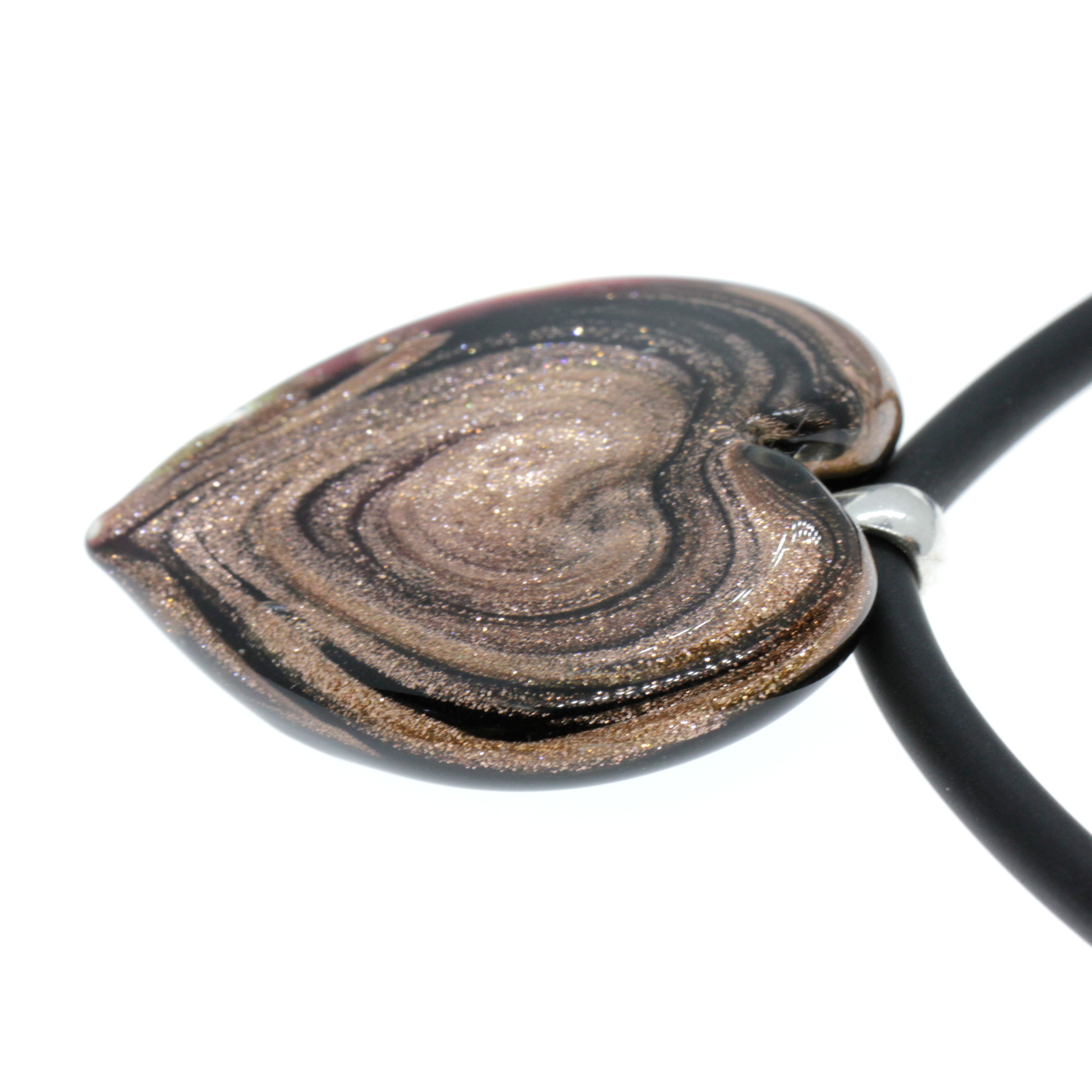 Valencia Deluxe Muranoglas-Herz - silber kupfer