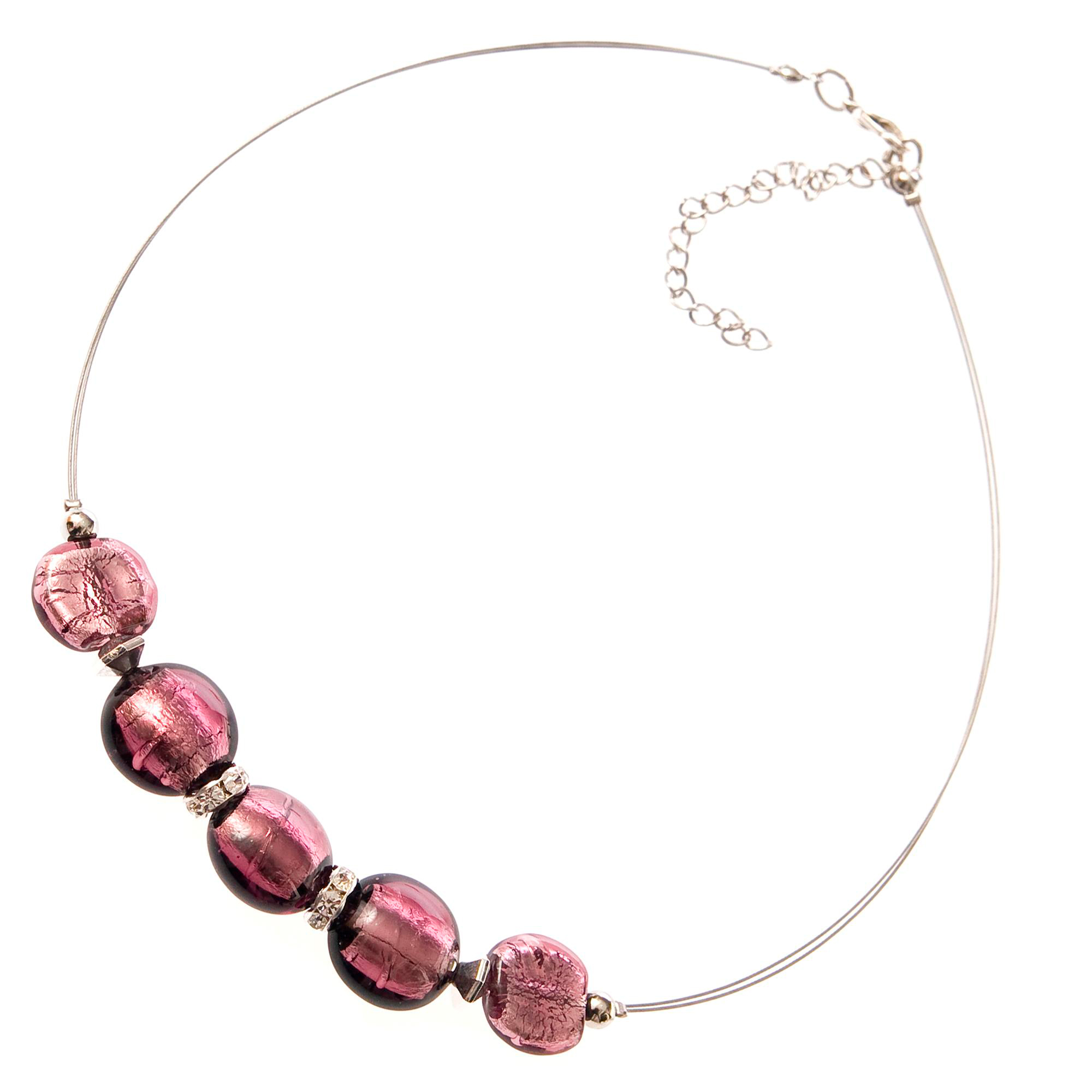 Exklusive Halskette aus Murano Glas "Iowa" Collier-amethist-silber