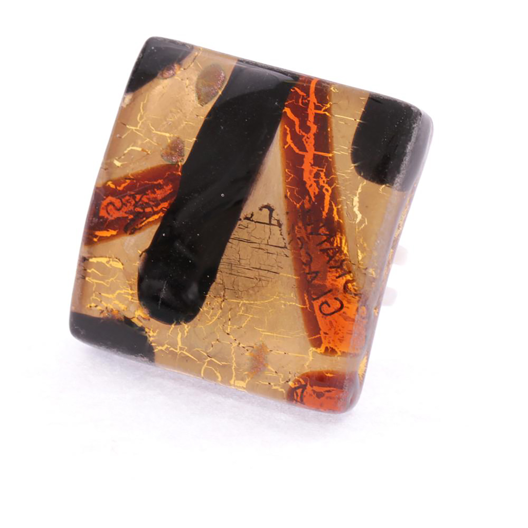 Echter Murano Glas Ring "Sogno" -braun-gold