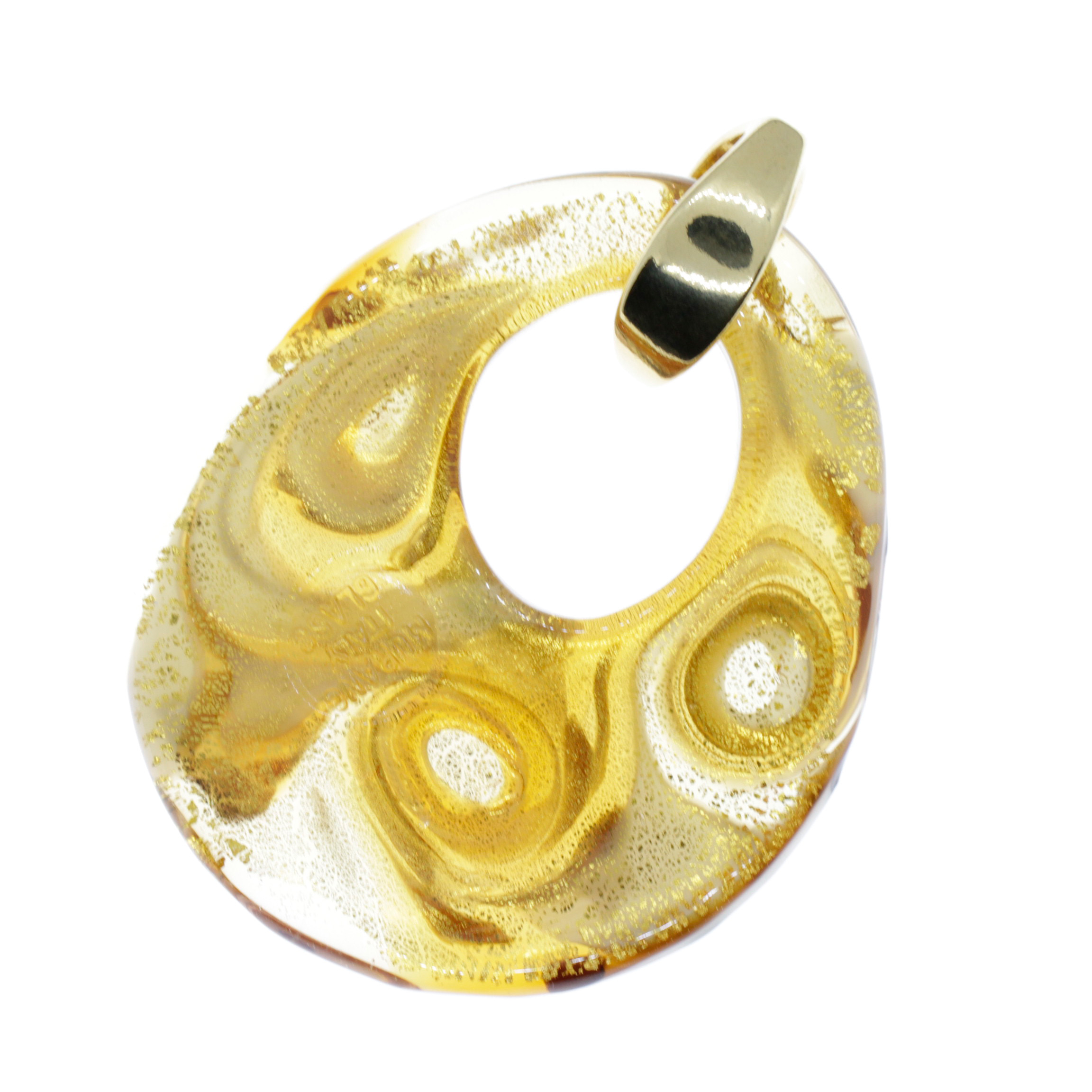 Edles Muranoglas Schmuckstück Model "Grande Galina Deluxe"- amber gold