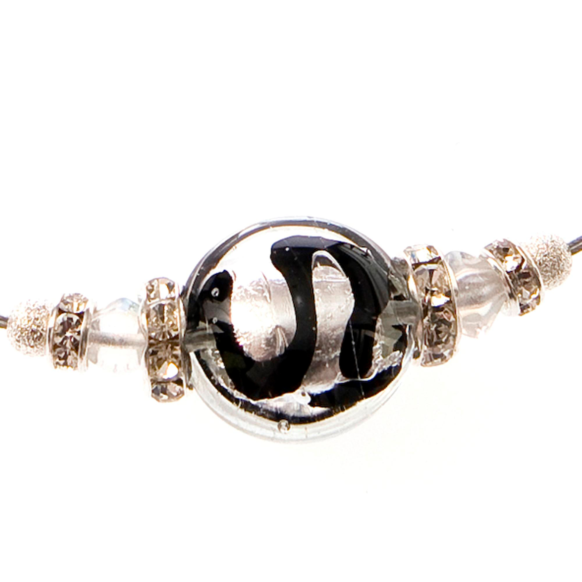 Tolles Murano Glas Collier "New York" Halskette-schwarz-silber