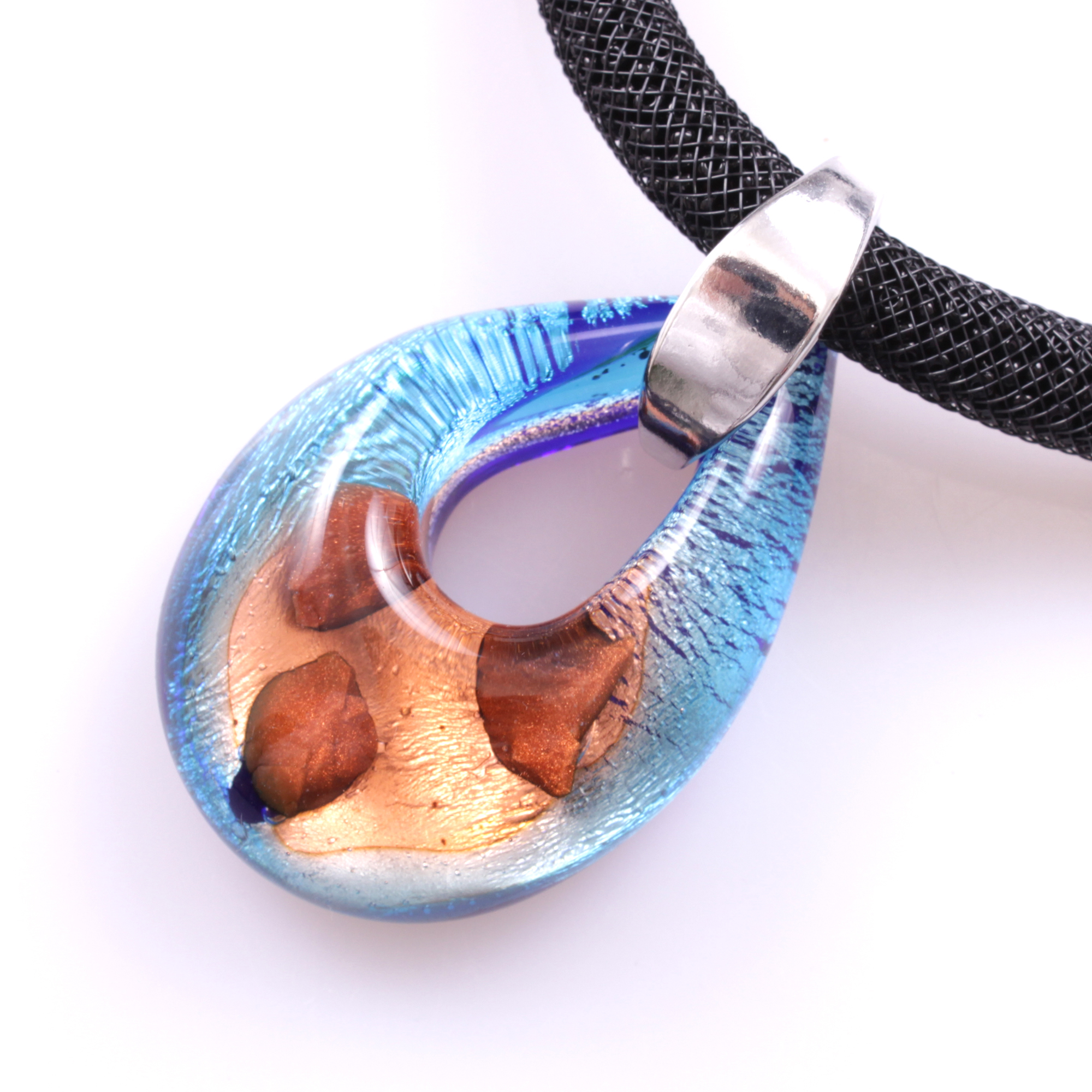 Wow! Dieses Murano Glas Collier "Drop Deluxe" ist ein Traum!-blau-kupfer