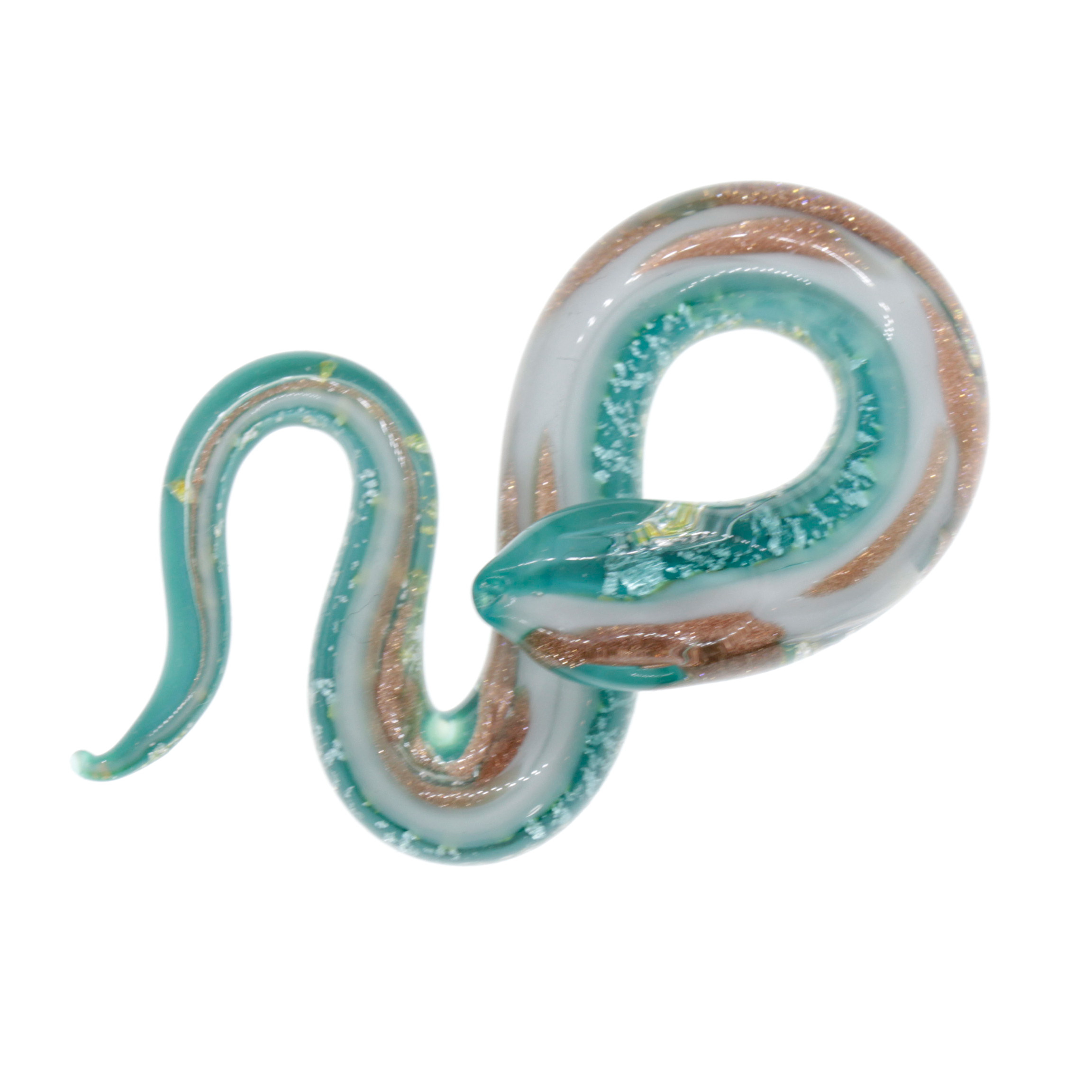 Edle Murano Glas Schlange Größe Medium "Coda Mezzo" Anhänger -türkis silber