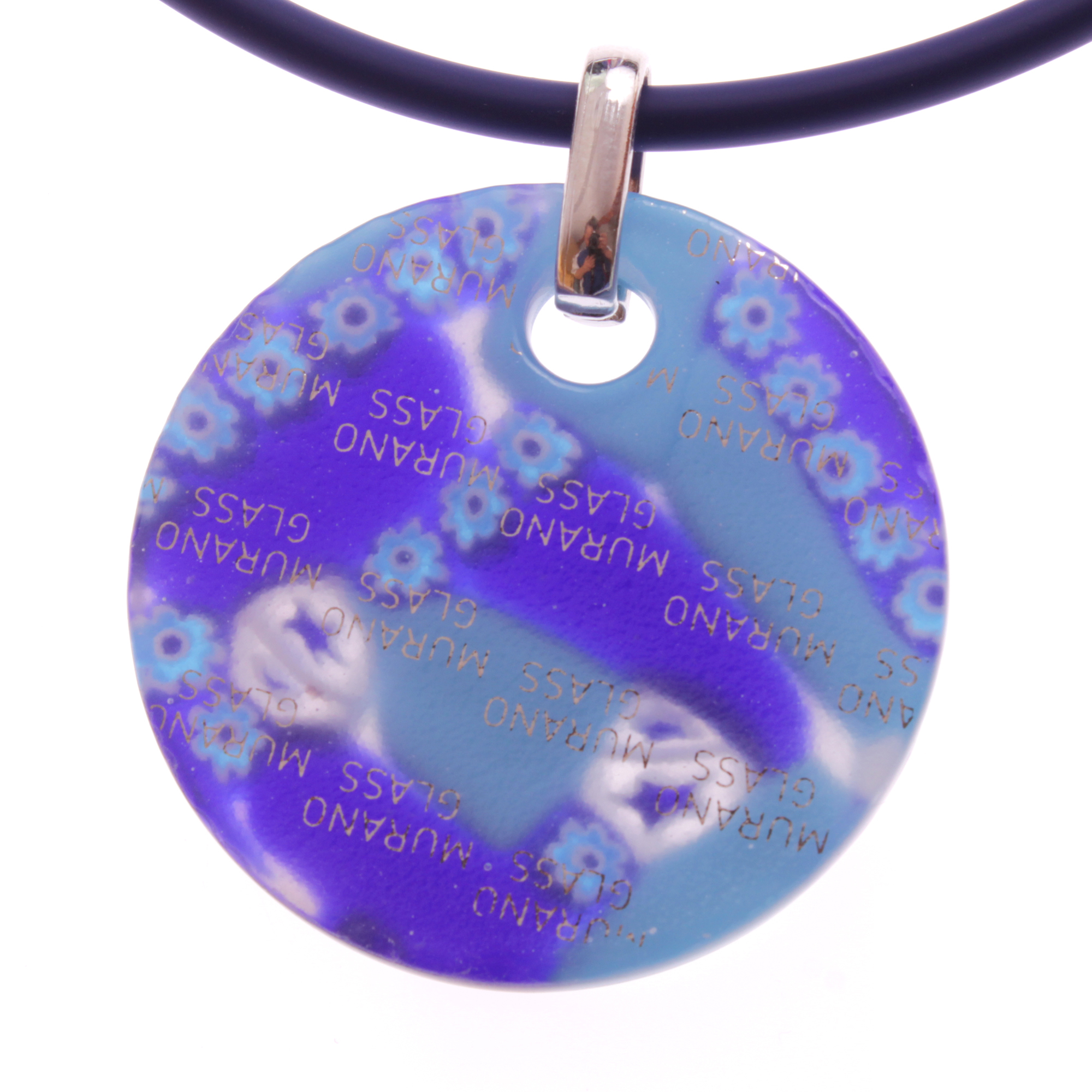 Muranoglas Medaillon Mille Fiori Model "Abril"-blau