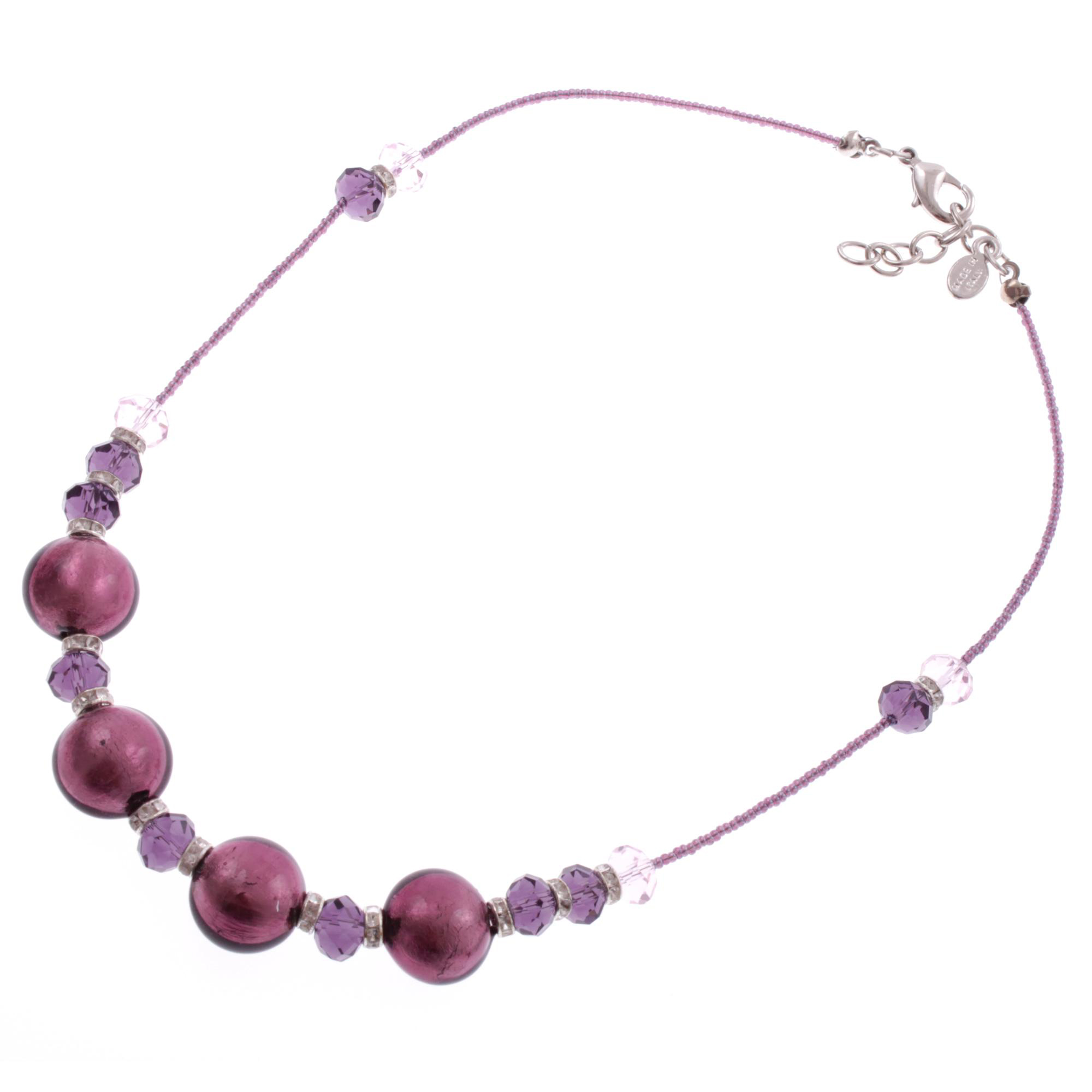 Edles Murano Glas Collier "Sonno" Halskette -lila