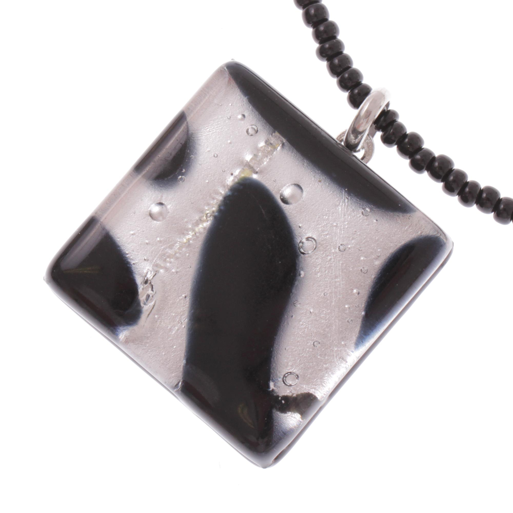 Murano Glas Anhänger "Brid II" -schwarz-silber III