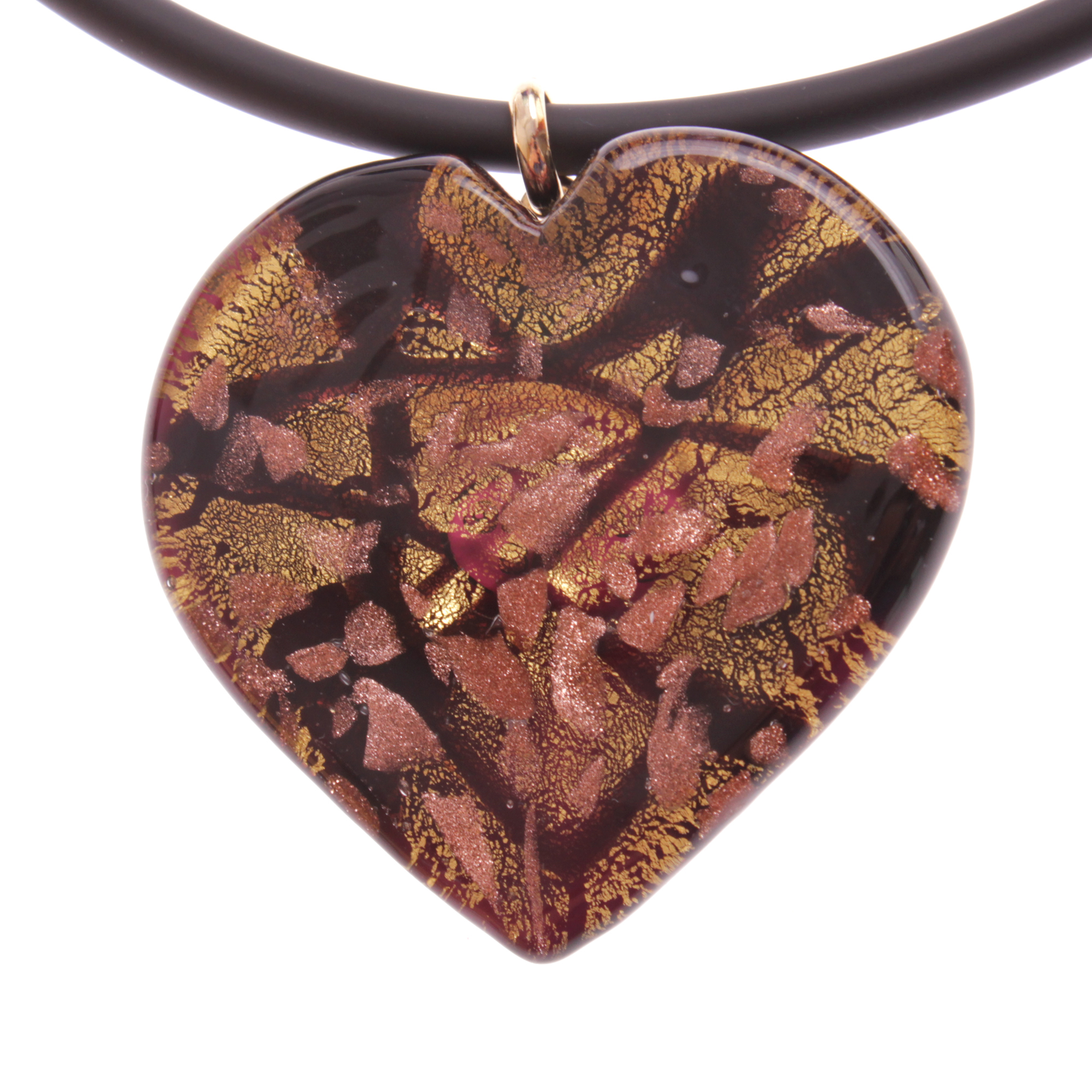 Edles Murano Glas Herz Model "Emotivo II"-schwarz-gold