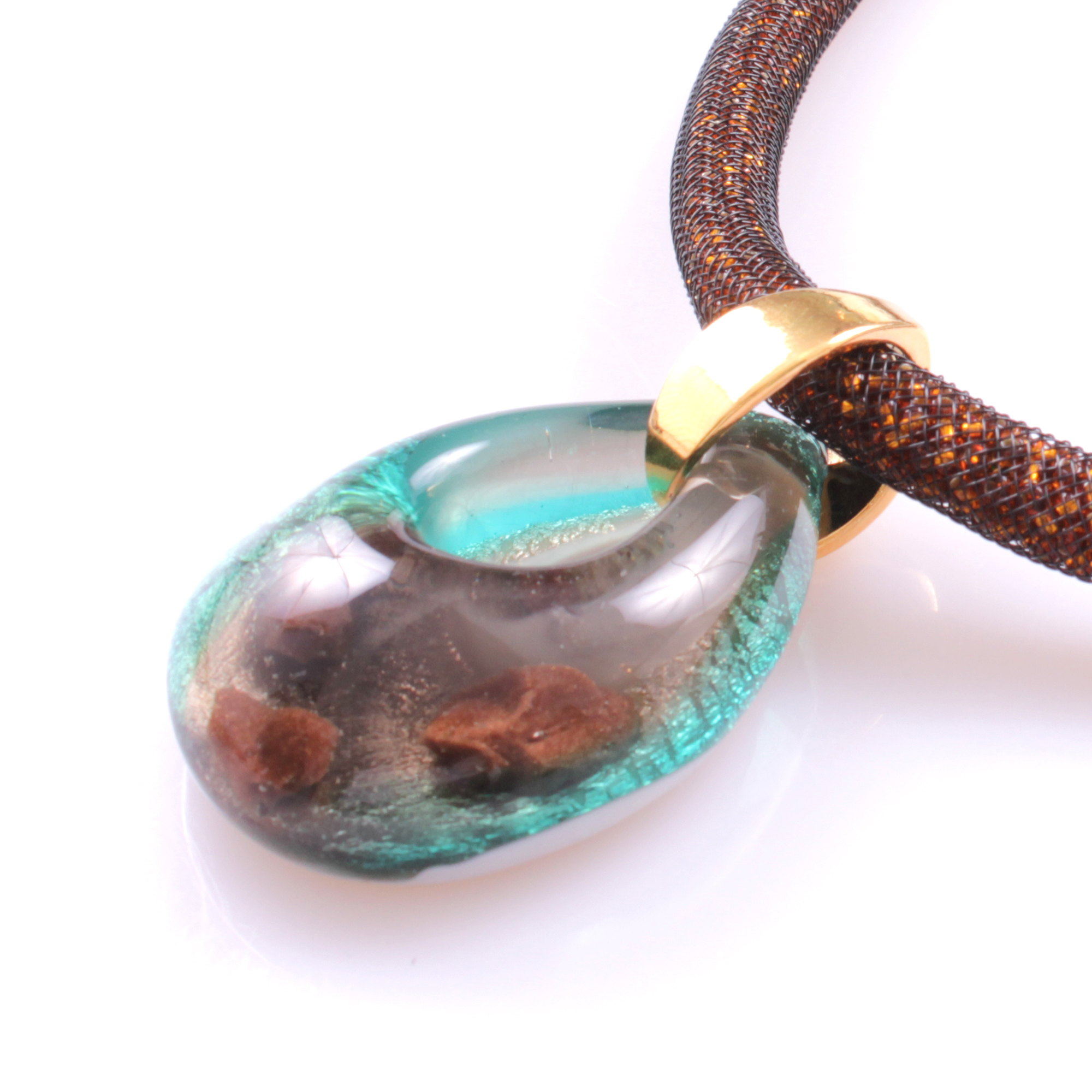 Wow! Dieses Murano Glas Collier "Drop Deluxe" ist ein Traum!-türkis-kupfer