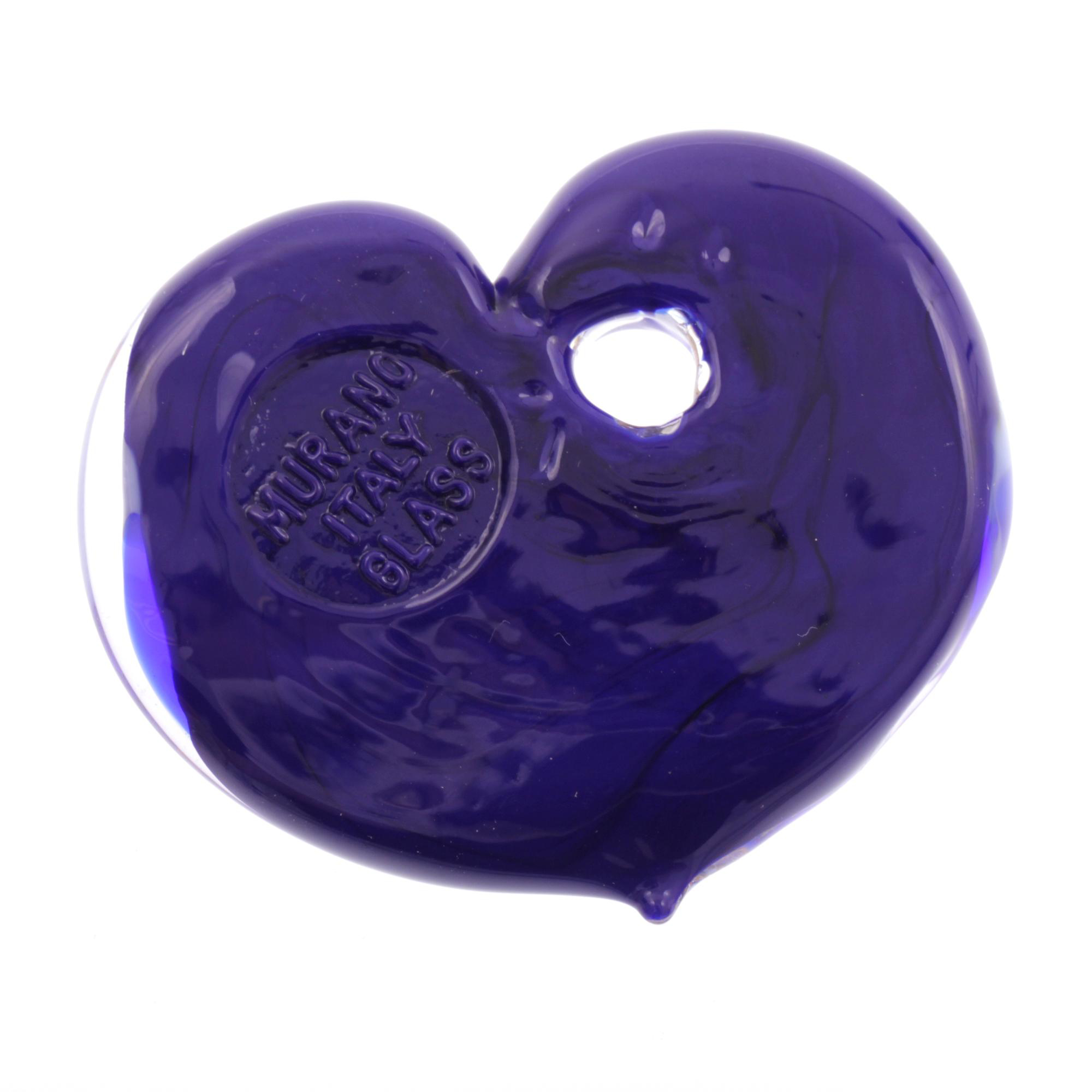 Ein Herz Anhänger aus Murano Glas "Picco Animo" -blau-silber