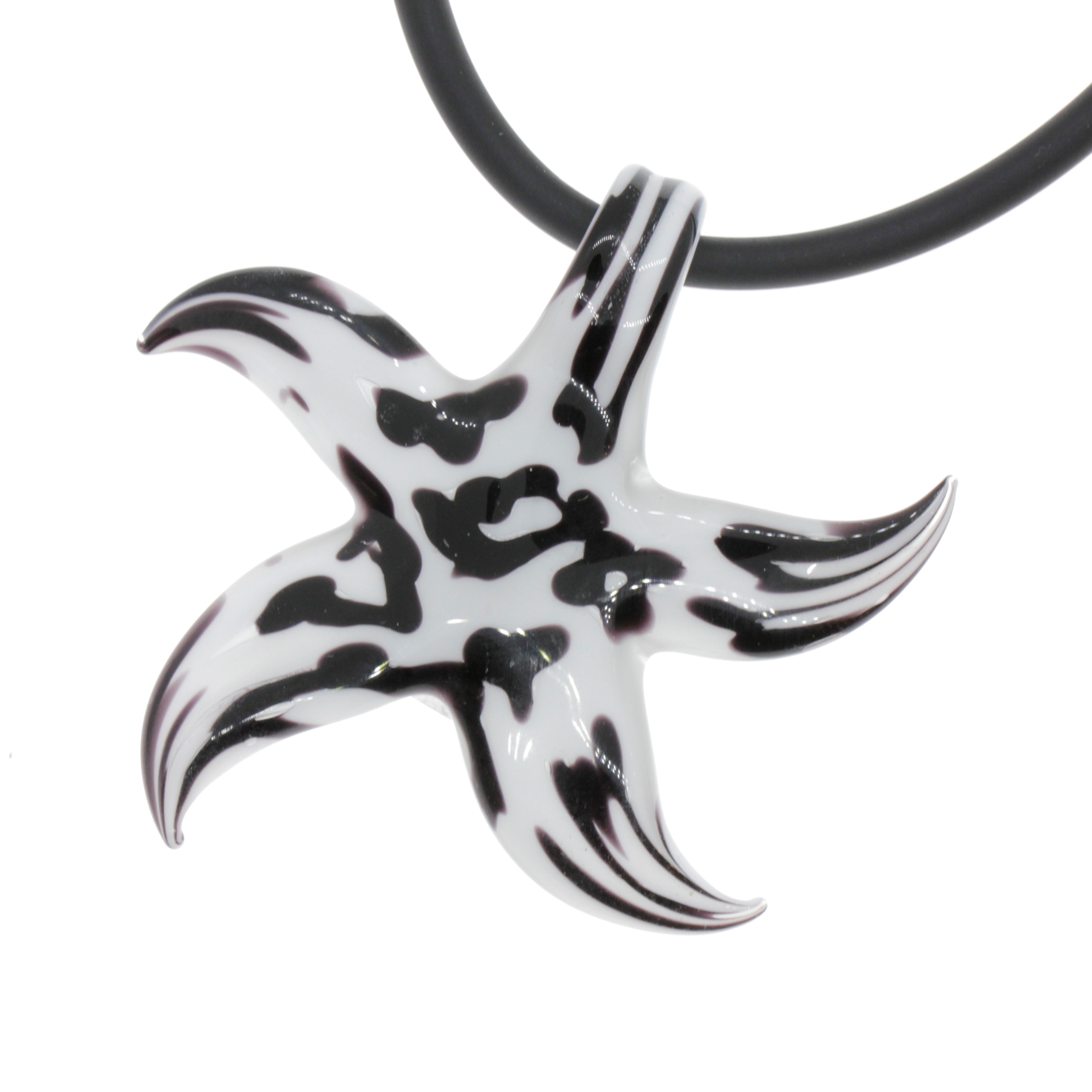 Murano Glas Seestern "Facella" Anhänger-schwarz-weiss