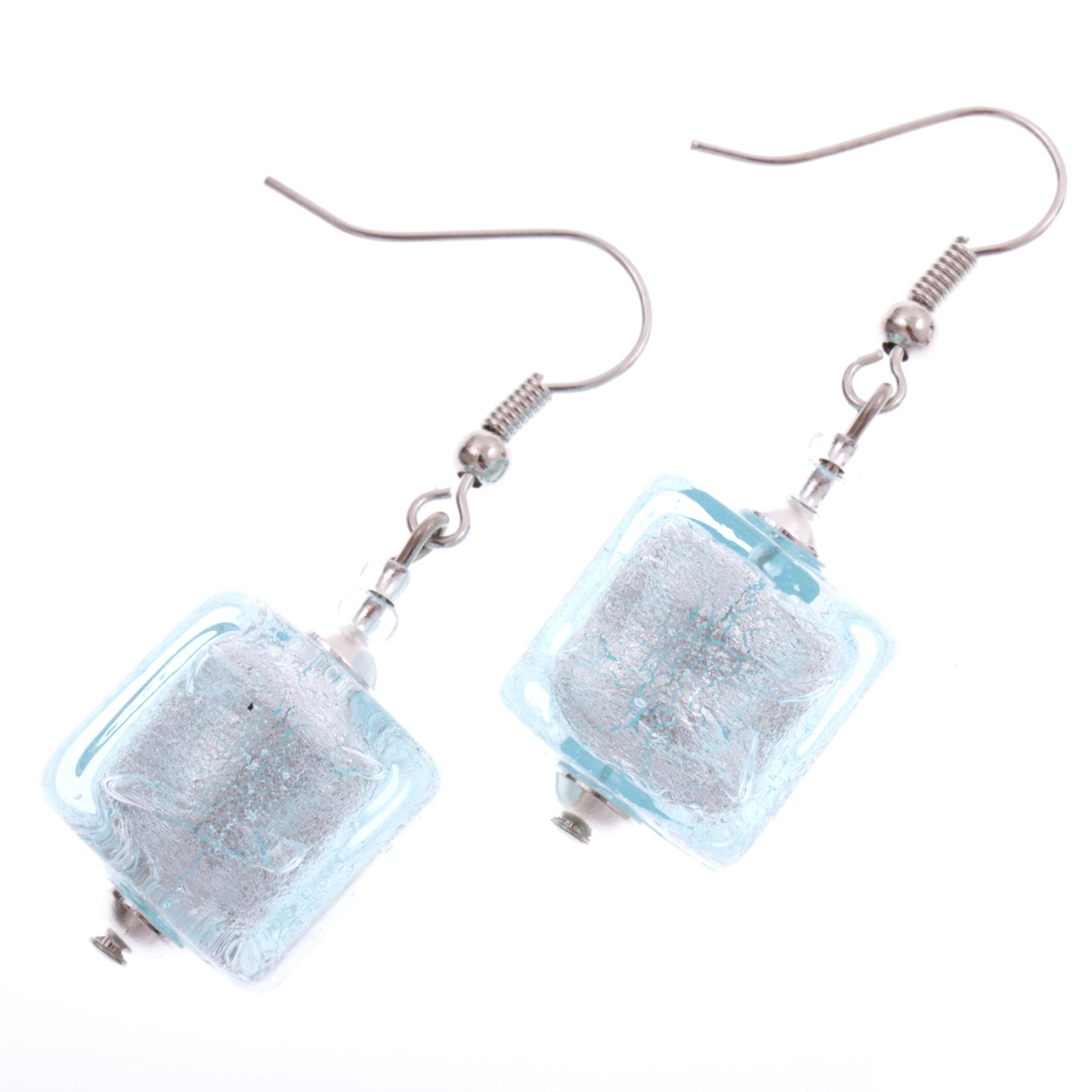 Chicer Würfel Ohrring "Ancora" Murano Glas Ohrschmuck-aquamarin Chicer Würfel Ohrring "Ancora" Murano Glas Ohrschmuck-aquamarin
