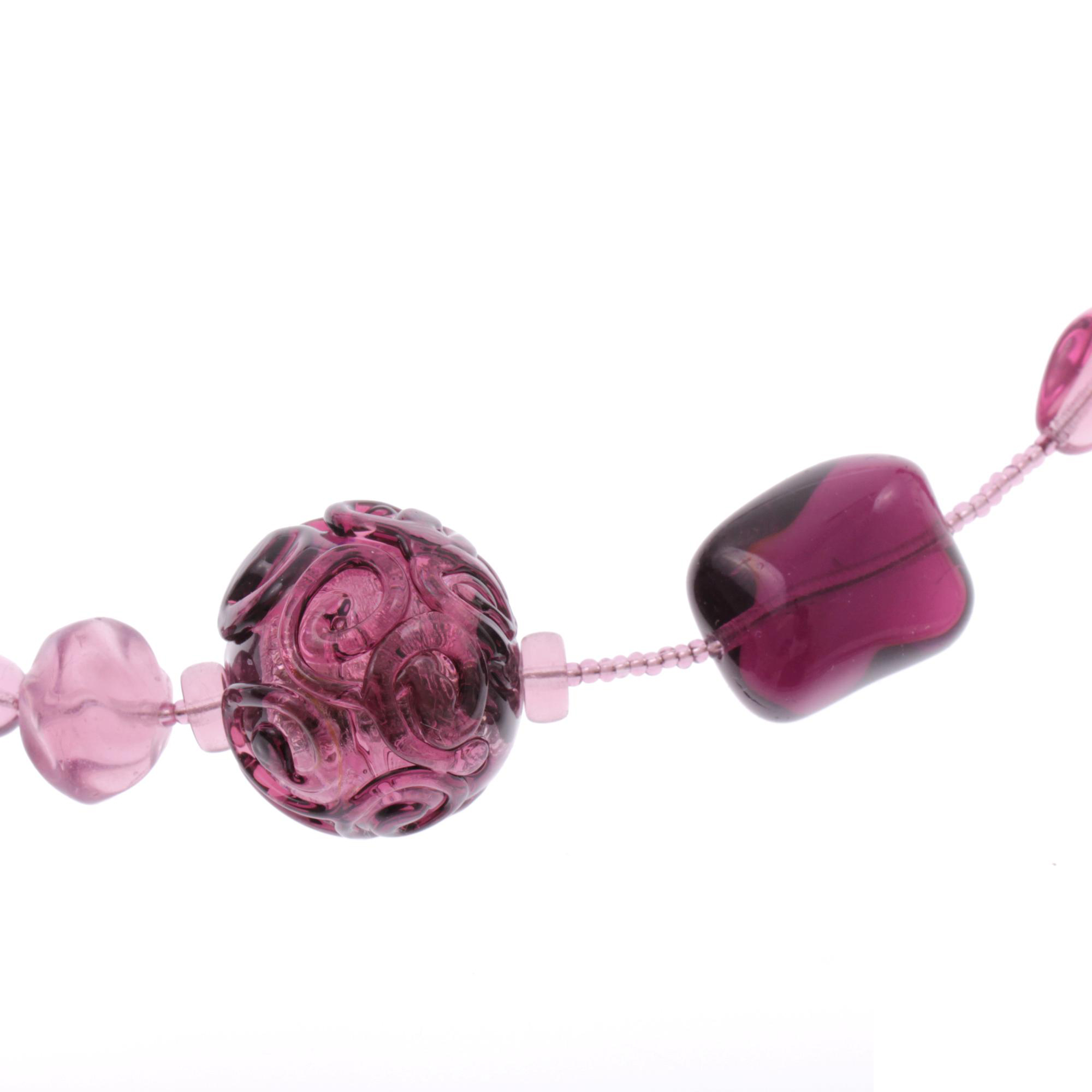 Edles Murano Glas Collier "Tracina" Halskette-amethist-silber