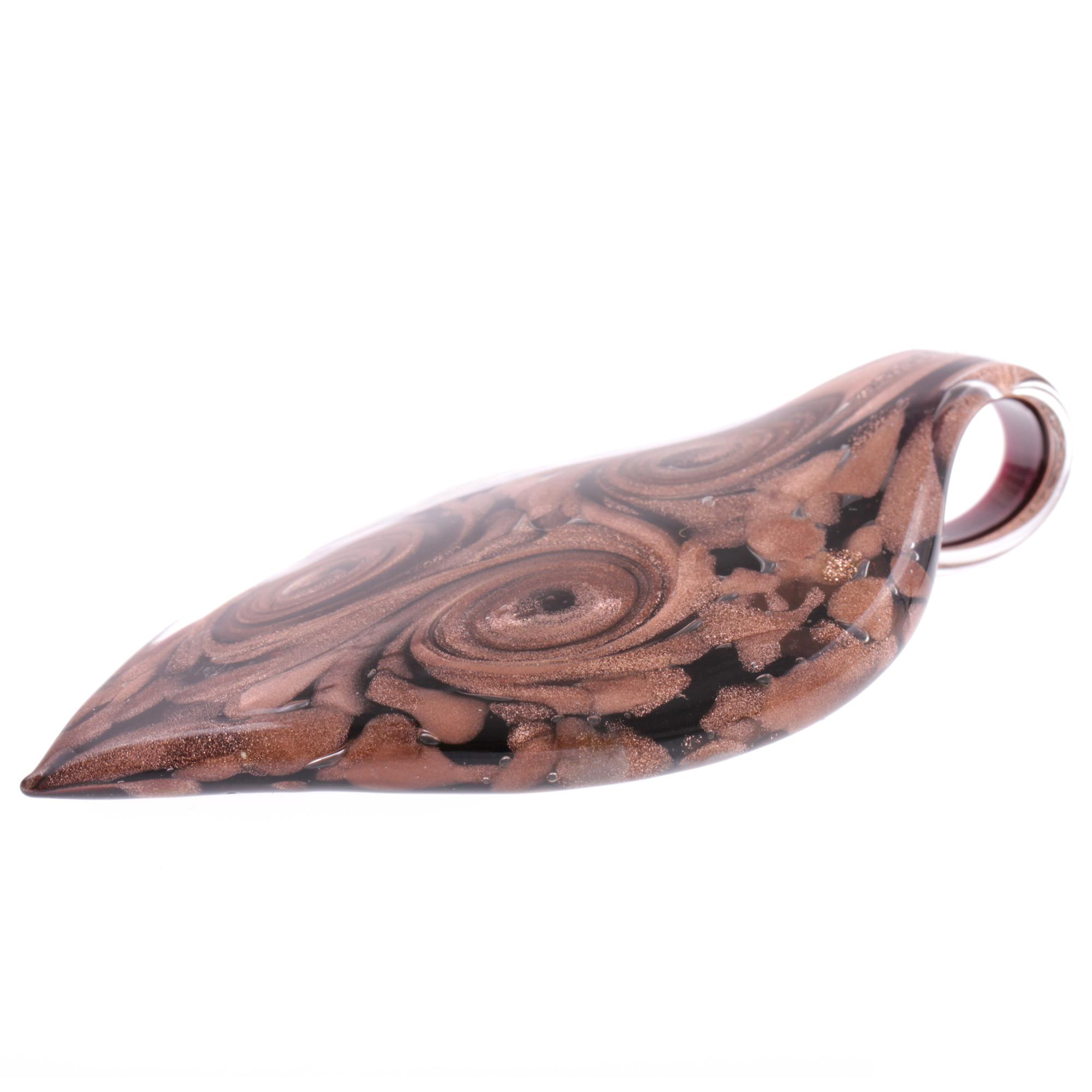 Ein großes Murano Glas Blatt "Pala Grande" Anhänger-kupfer