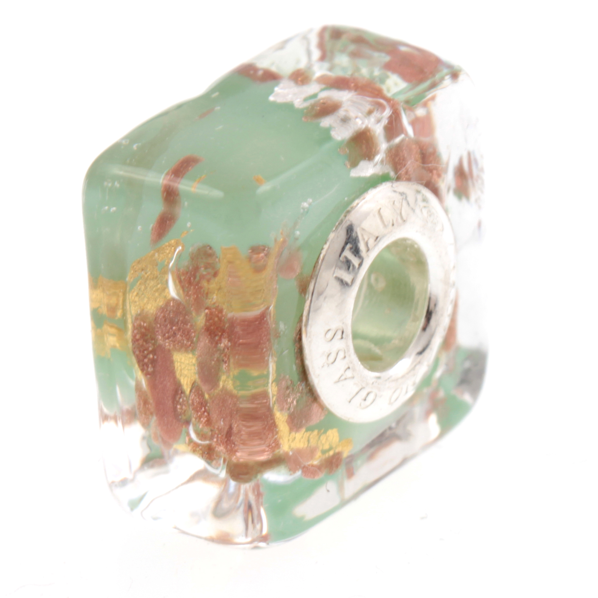 Murano Glas Bead "Quadrato" Charm-jade Murano Glas Bead "Quadrato" Charm-jade
