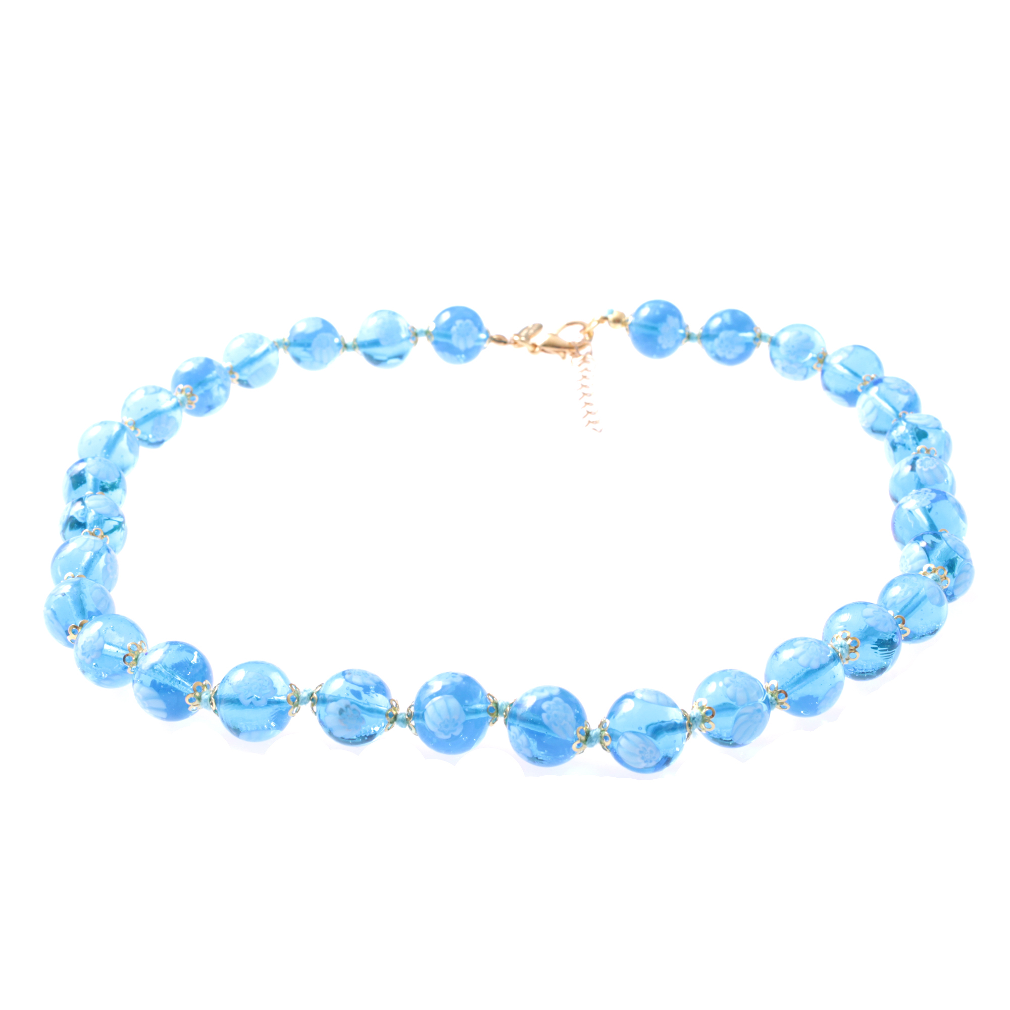 Collier Murano Glas "Mille Fiori Dodici"-türkis-gold