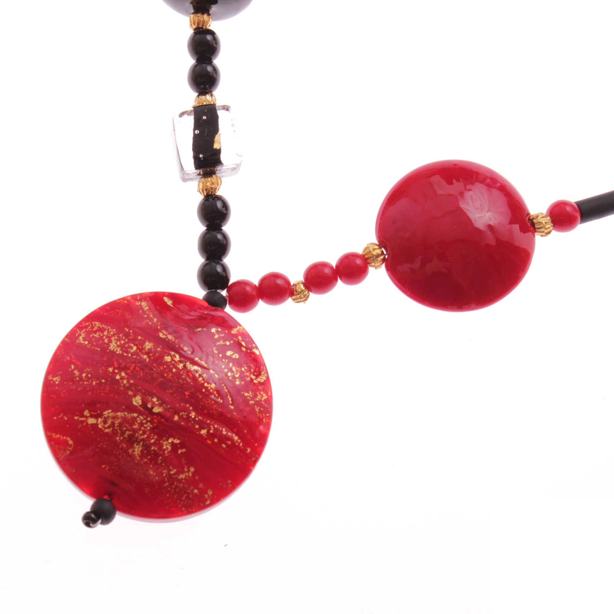 Muranoglas Collier "Ava" trendig mit Kautschuk!-rot
