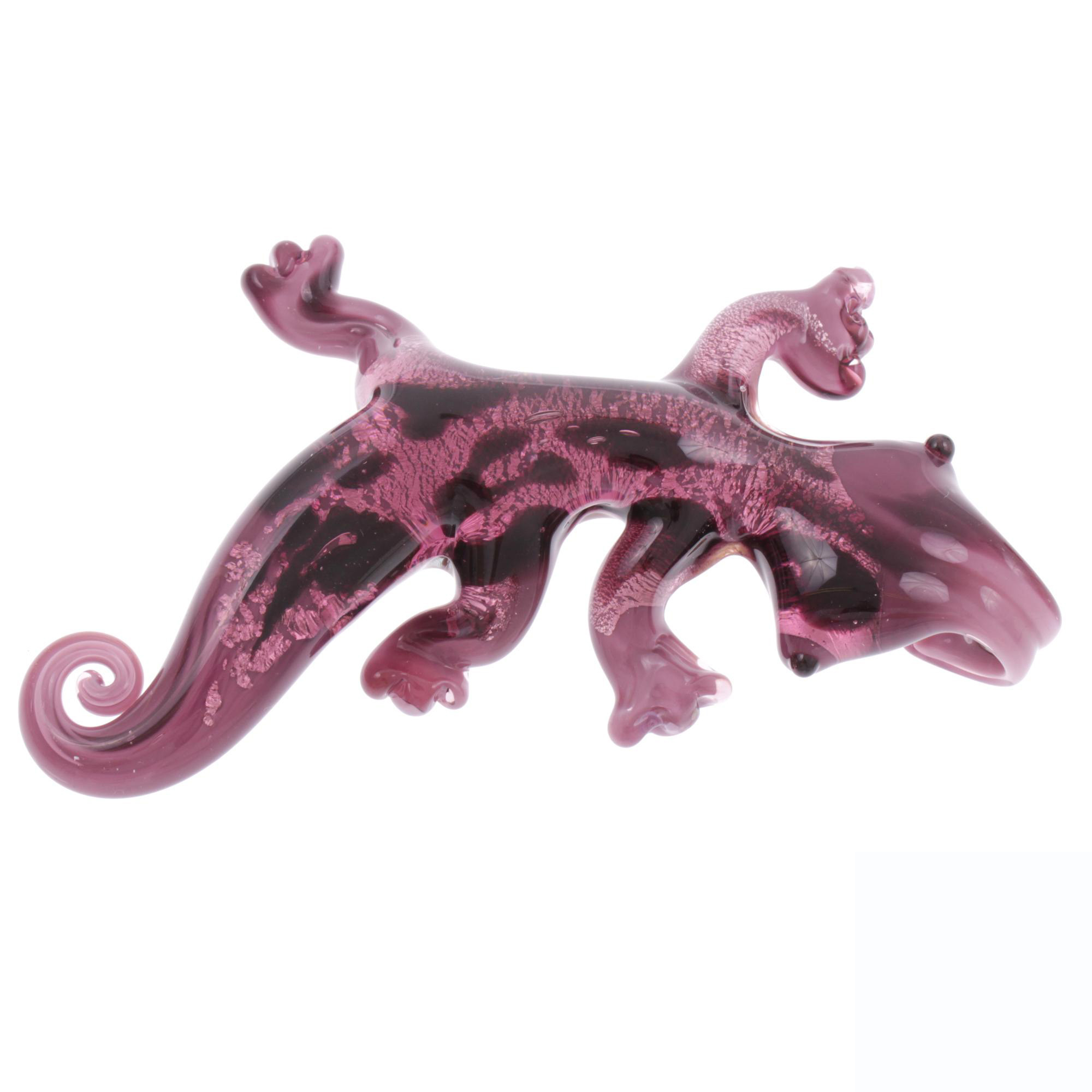 Ein Kunstwerk aus Murano Glas Model  "Geco" Anhänger -schwarz-lila