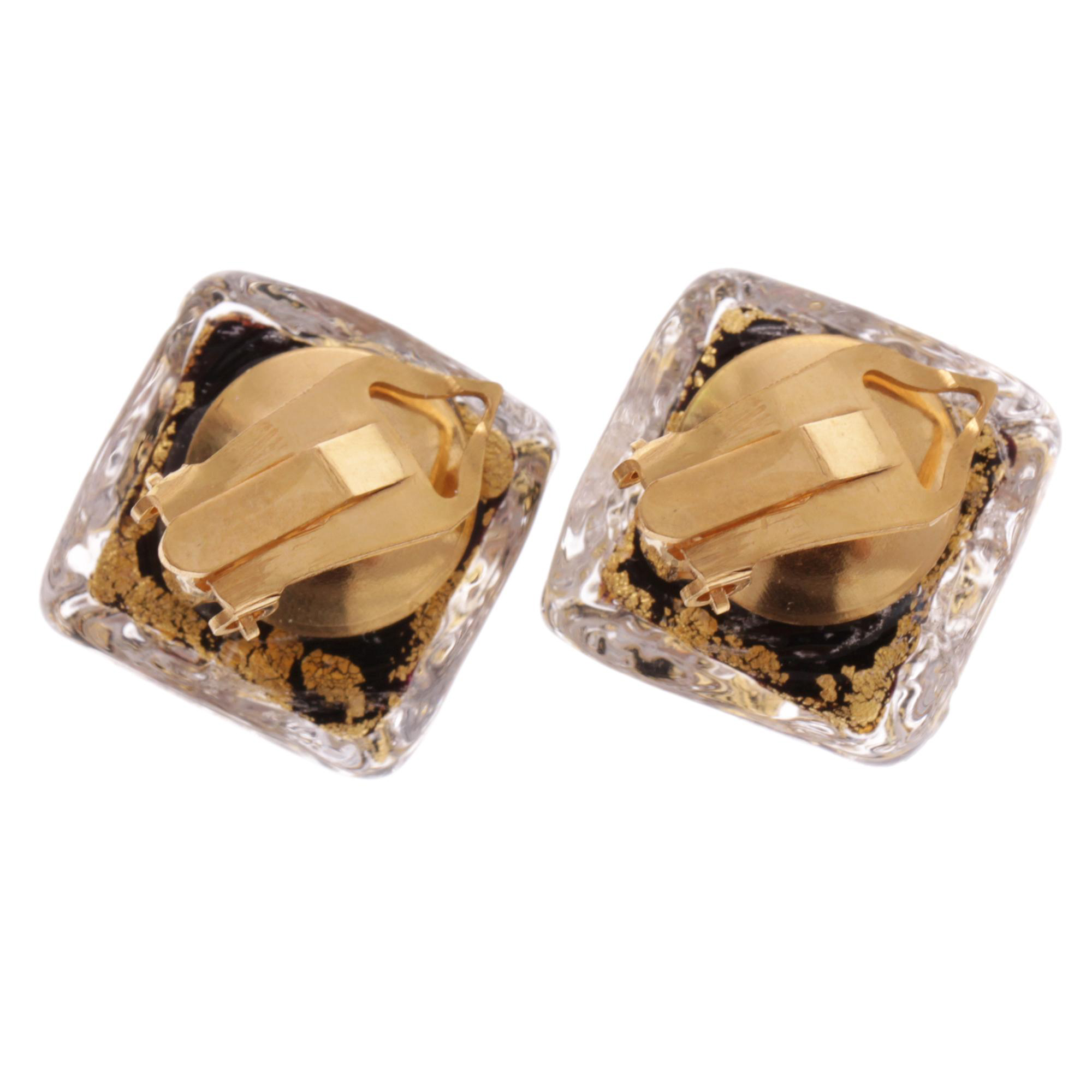 Ohrclip aus echtem Muranoglas  "Mandy"-schwarz-gold