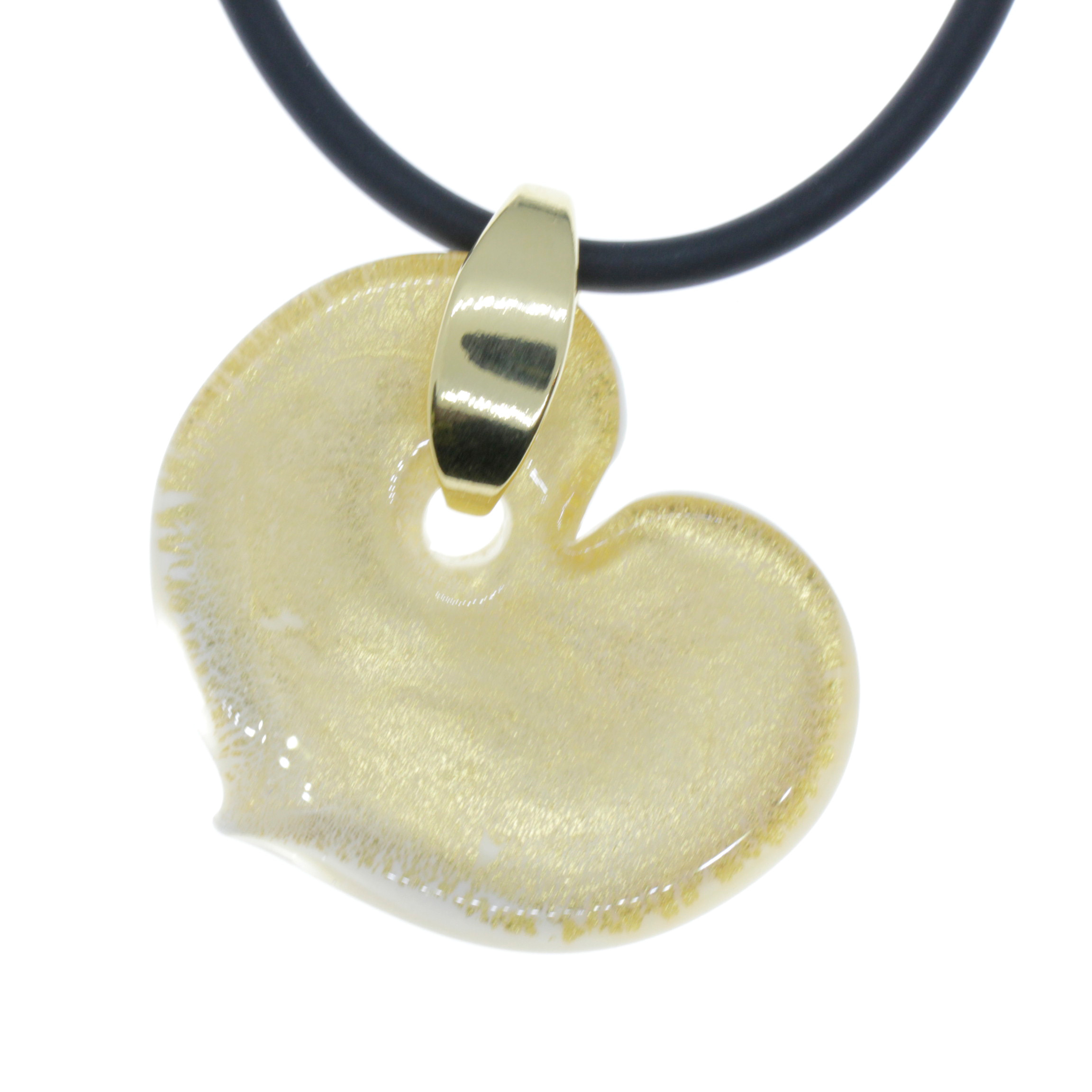 Wundervoll großer Herz Anhänger "Animo" Murano Glas-gold
