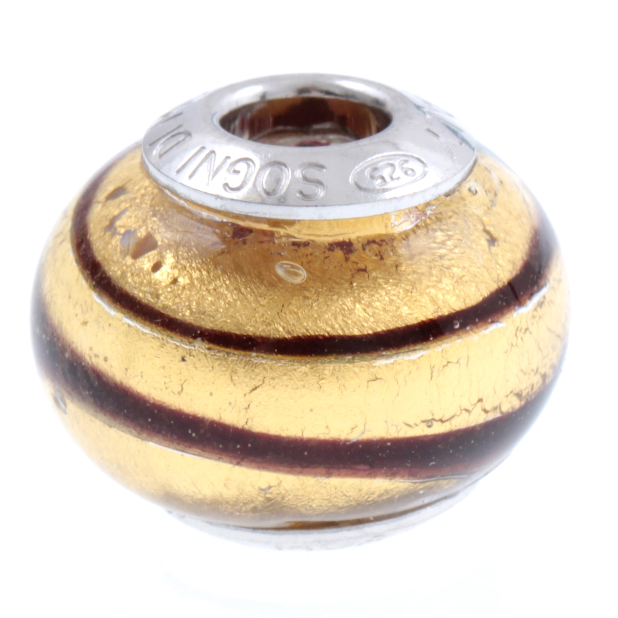 Murano Glas Bead "Ciclo II" 925 Sterling Silber Charm-braun-gold Murano Glas Bead "Ciclo II" 925 Sterling Silber Charm-braun-gold
